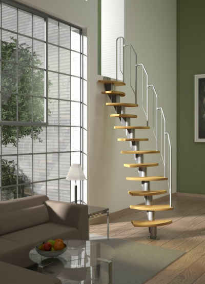 Dolle Systemtreppe »Berlin«, für Geschosshöhen bis 247 cm, Stufen offen, Birke, Metallgeländer und -handlauf
