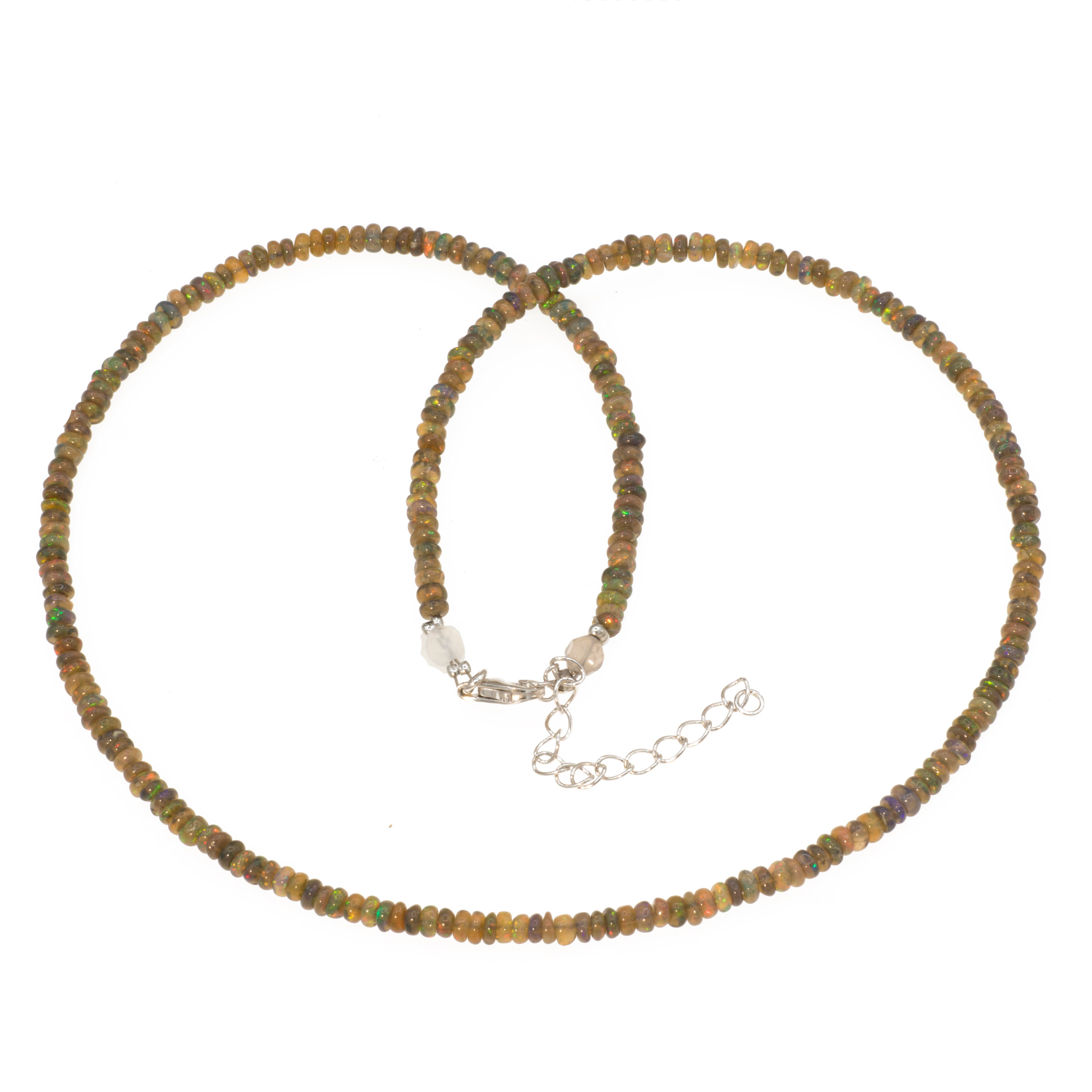 Bella Carina Perlenkette Schwarz mit Opal Kette Perlen, 3,5 mm, echter echtem Edel Schwarzopal