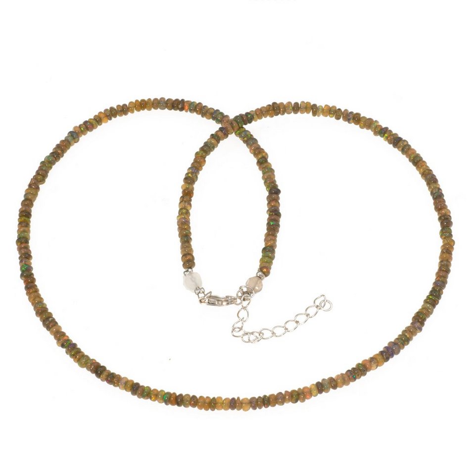 Bella Carina Perlenkette Kette mit echtem Edel Schwarz Opal Perlen, 3,5 mm,  echter Schwarzopal