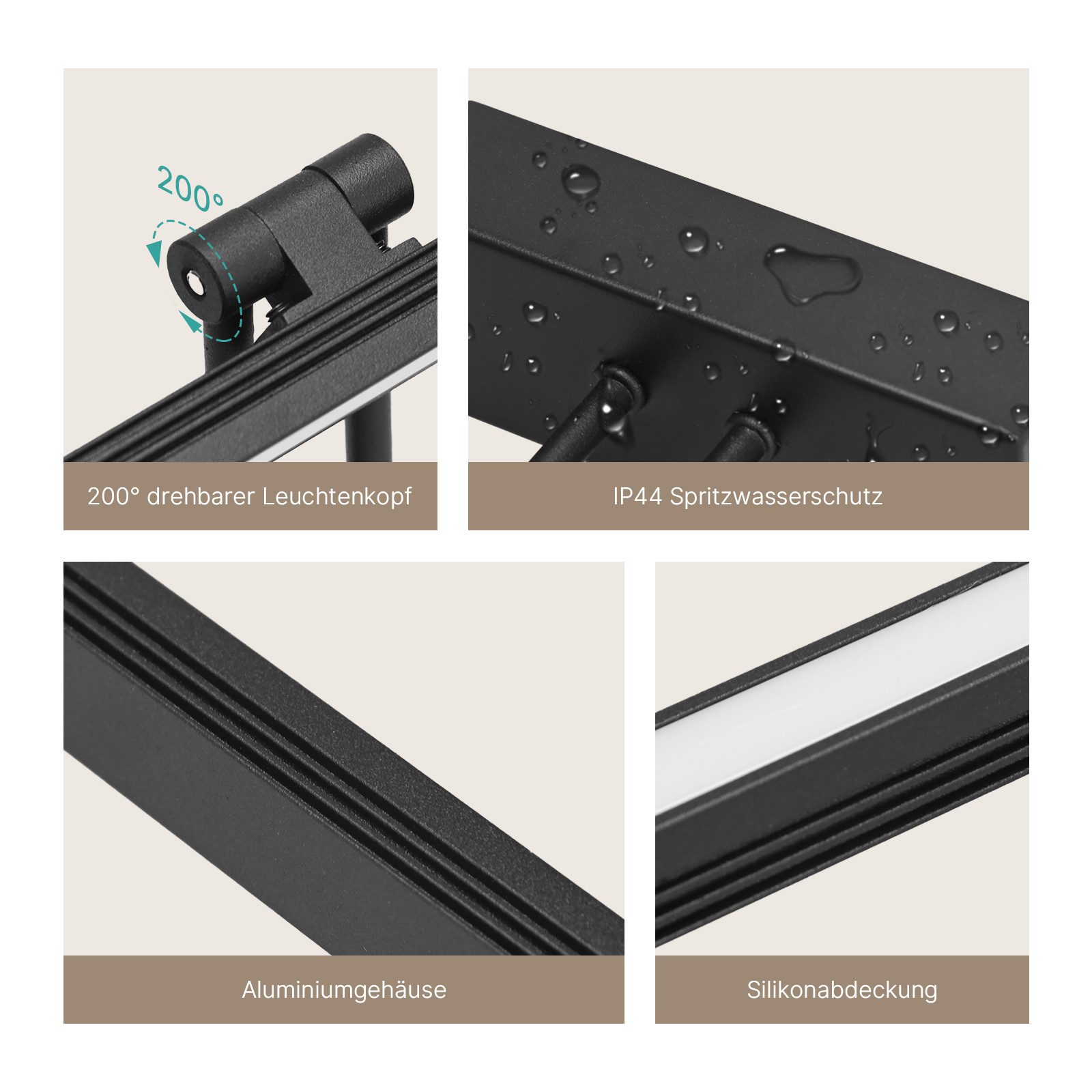 EMKE LED Spiegelleuchte Wandleuchte 40cm drehbar Badezimmer, LED fest integriert, Neutralweiß, Kaltweiß, IP44 Wasserdihct 4200K/6500K Kaltweiß Neutralweiß Licht – Bild 4 von 5