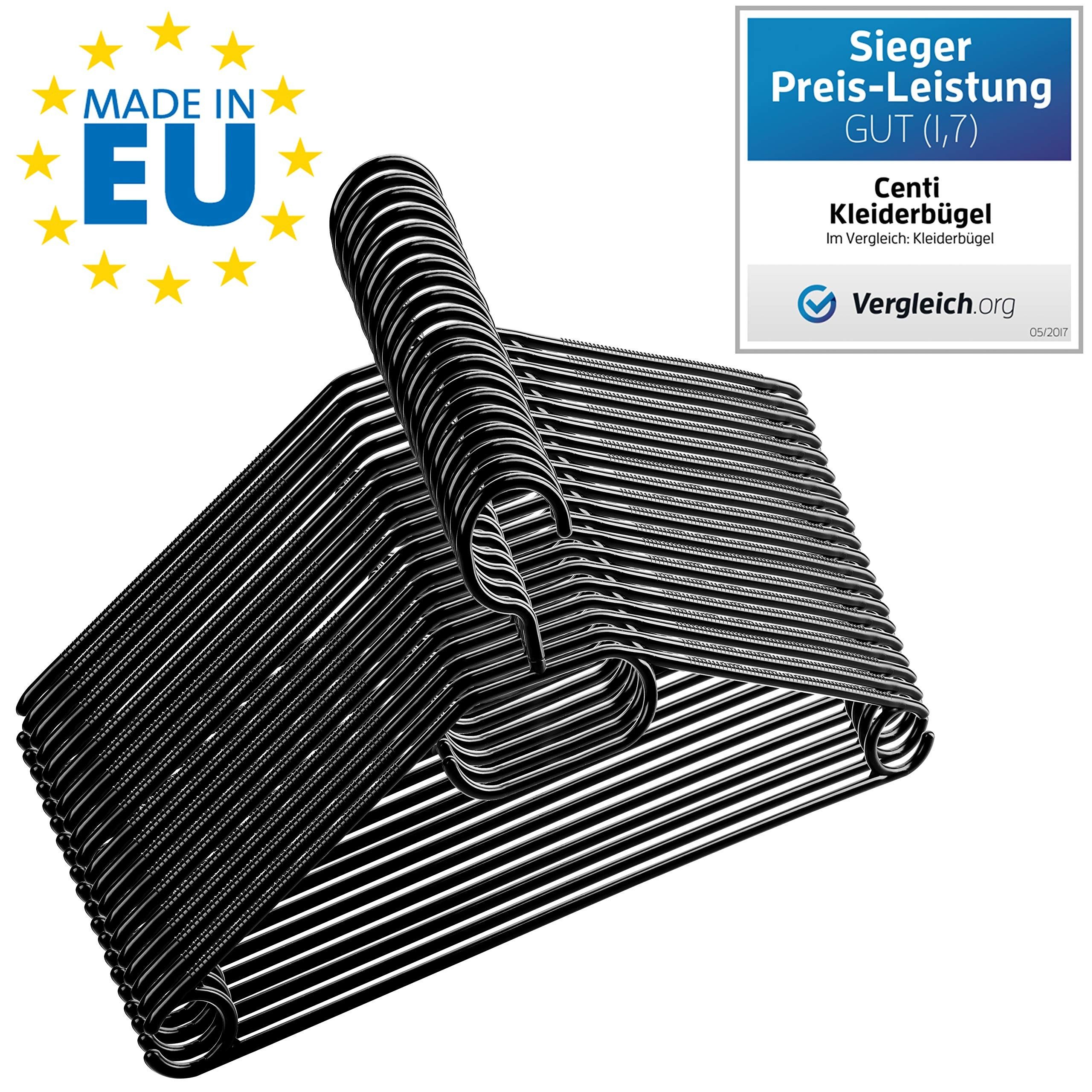 Centi Mehrfach-Kleiderbügel Rutschfeste Kleiderbügel schwarz rund, günstig online kaufen