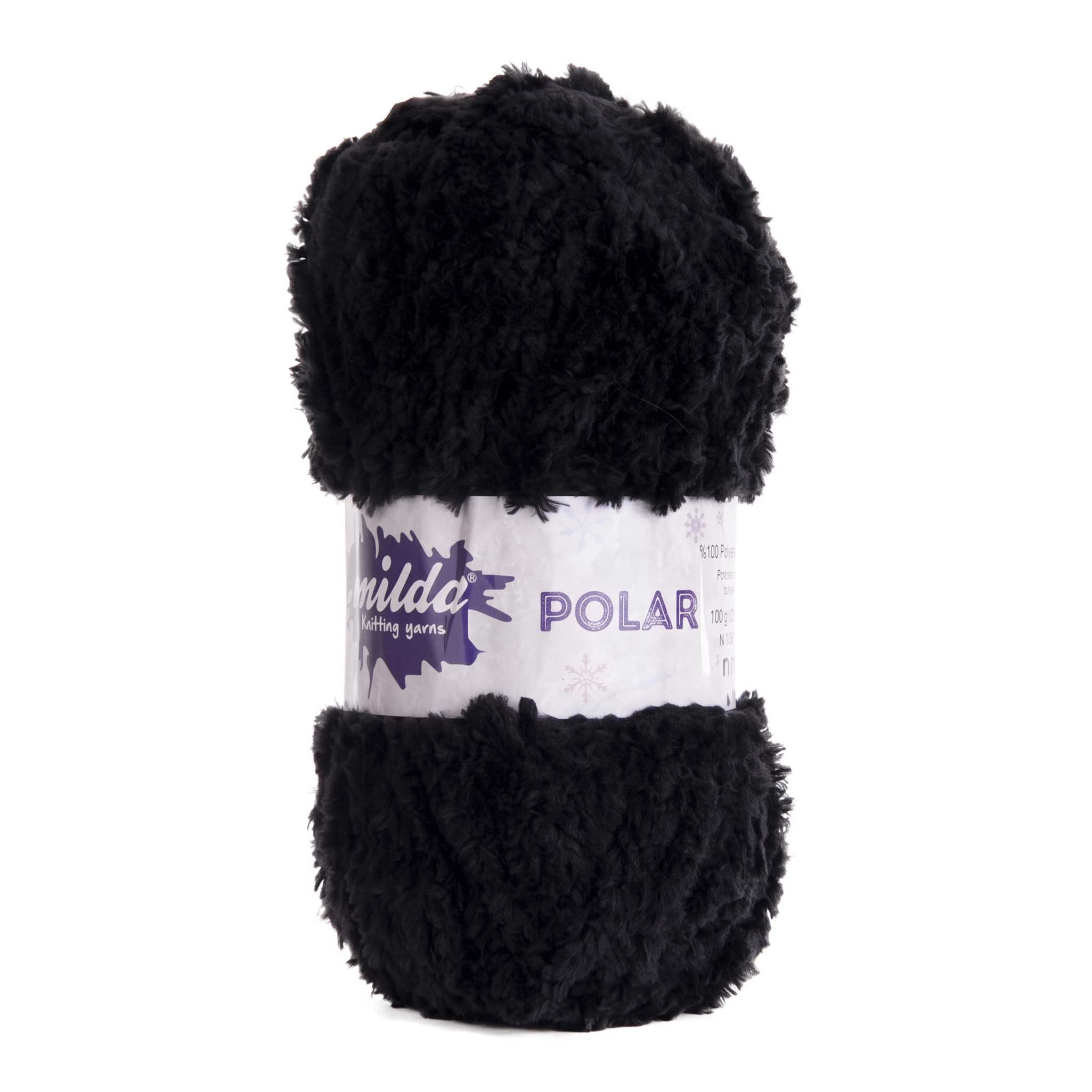 maDDma Chenille Wolle Milda Polar 100g Kuschelwolle Stricken Häkeln Häkelwolle, 100 m (Einzelknäuel, 1-St), schwarz