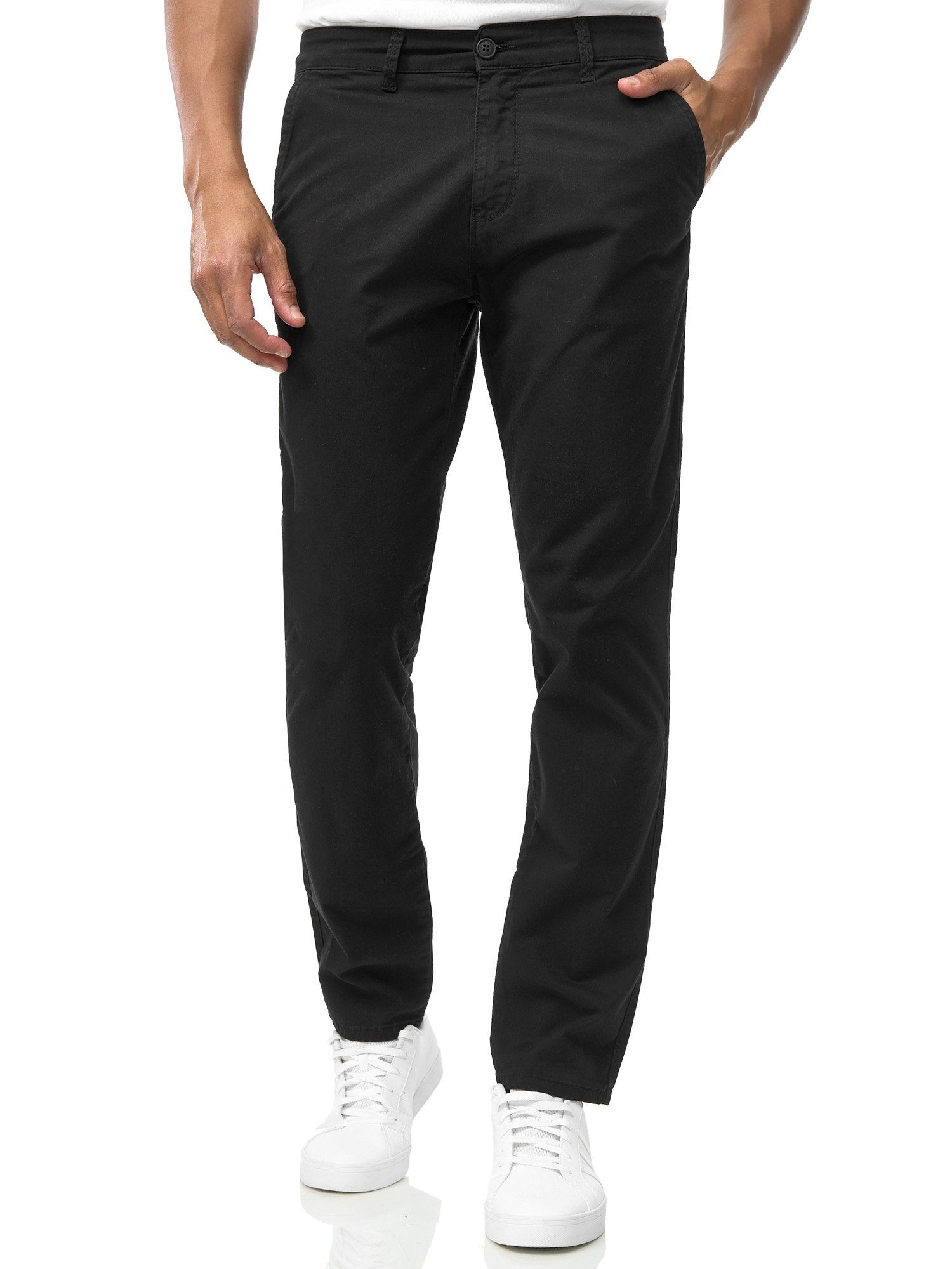 ORGANIC Chinohose Chinohose Bio-Baumwolle 308 1-BLACK Herren 5-Pocket-Style, Slim COTTON, Fit D'MARO