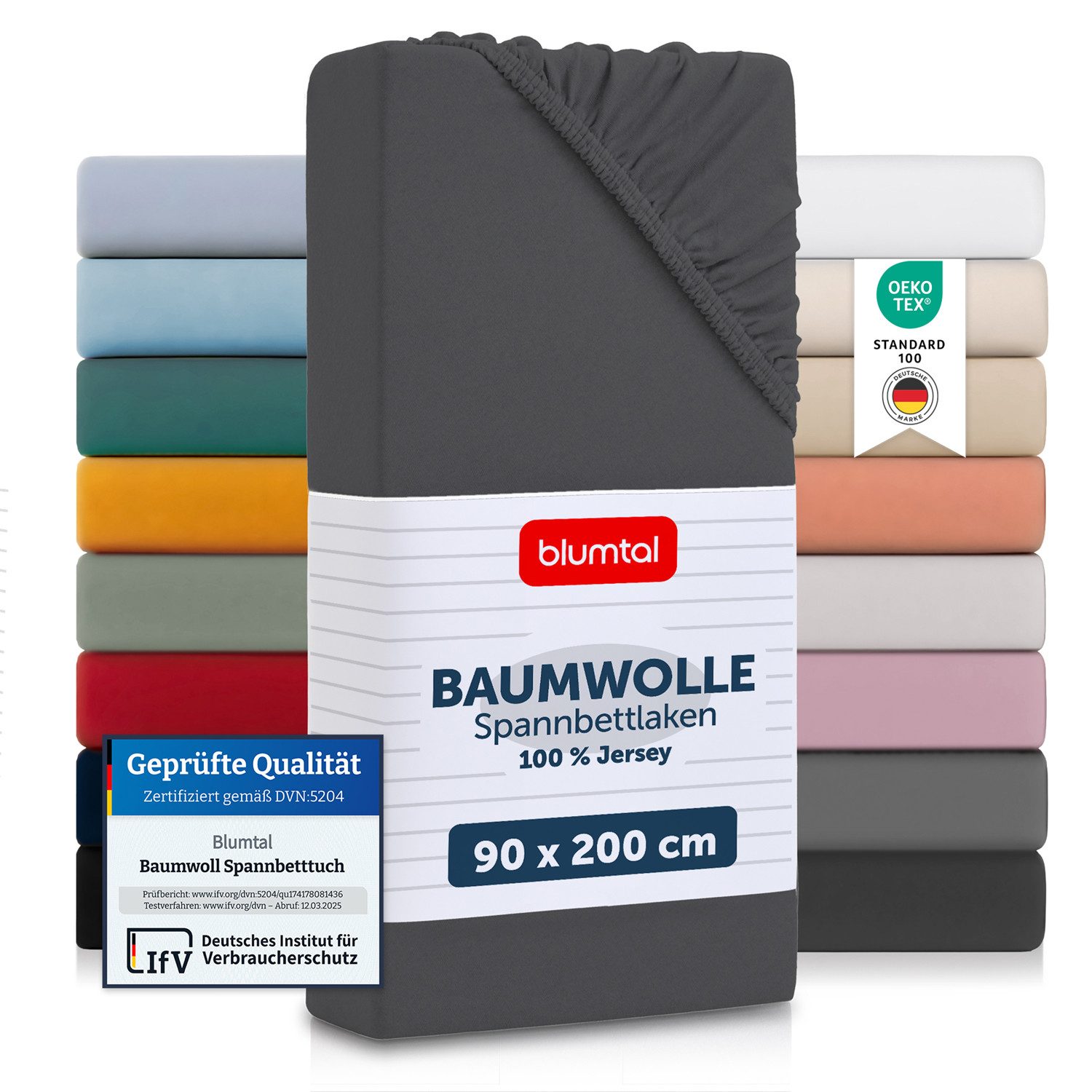 Blumtal Spannbettlaken Blumtal Basics 100% Baumwolle - Jersey, Baumwolle, Gummizug: Rundum, (2 Stück), Jersey Bettlaken - atmungsaktiv, strapazierfähig und faltenfrei