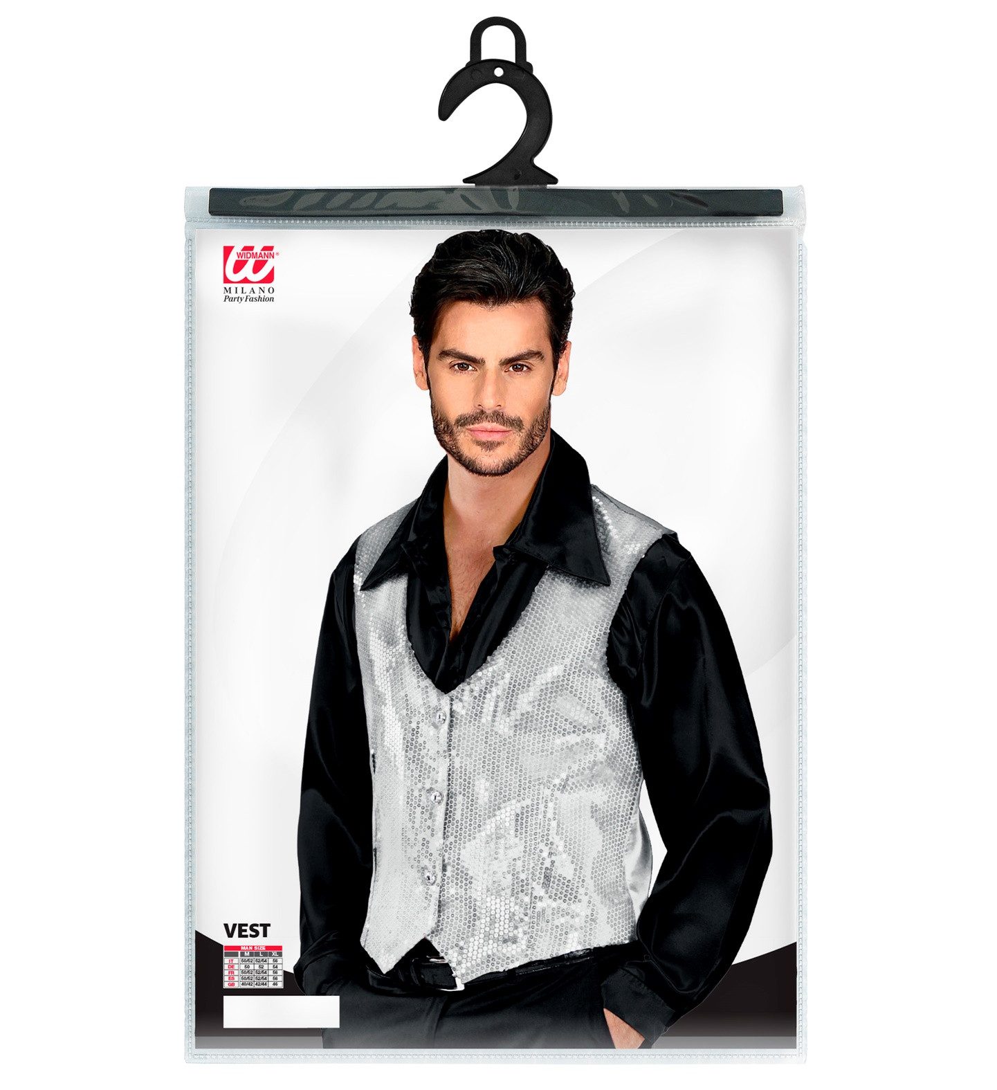 Widmann S.r.l. Kostüm Pailletten Weste für Herren, Silber günstig online kaufen