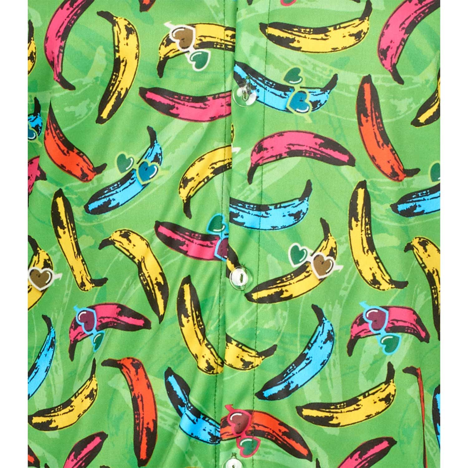 andrea-moden Kostüm Retro Hippie Hemd 'Pop Banana' für Herren, Grün