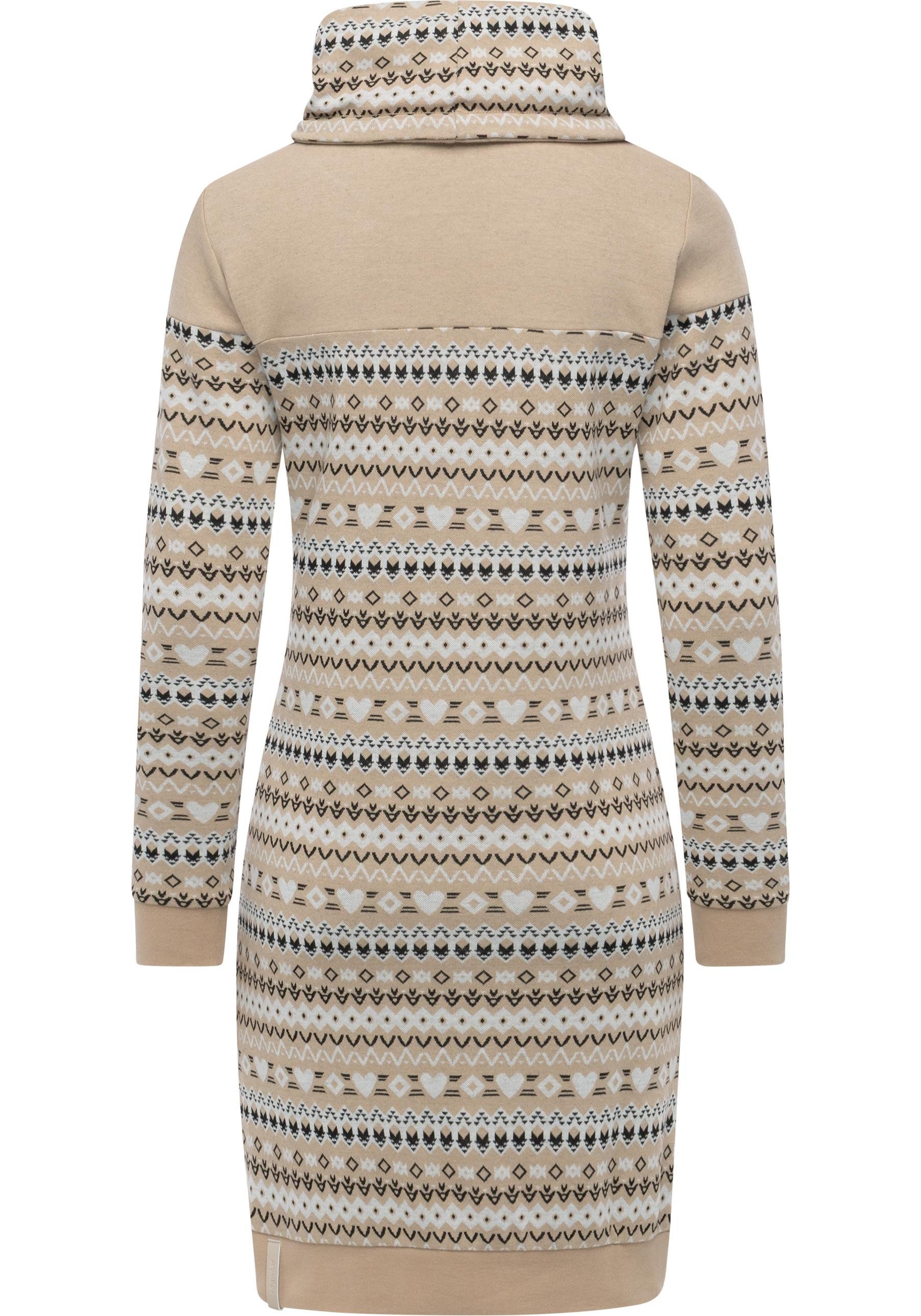 Ragwear Sweatkleid Chlloe Jacquard YOUMODO stylisches Langarmkleid mit verspieltem Print