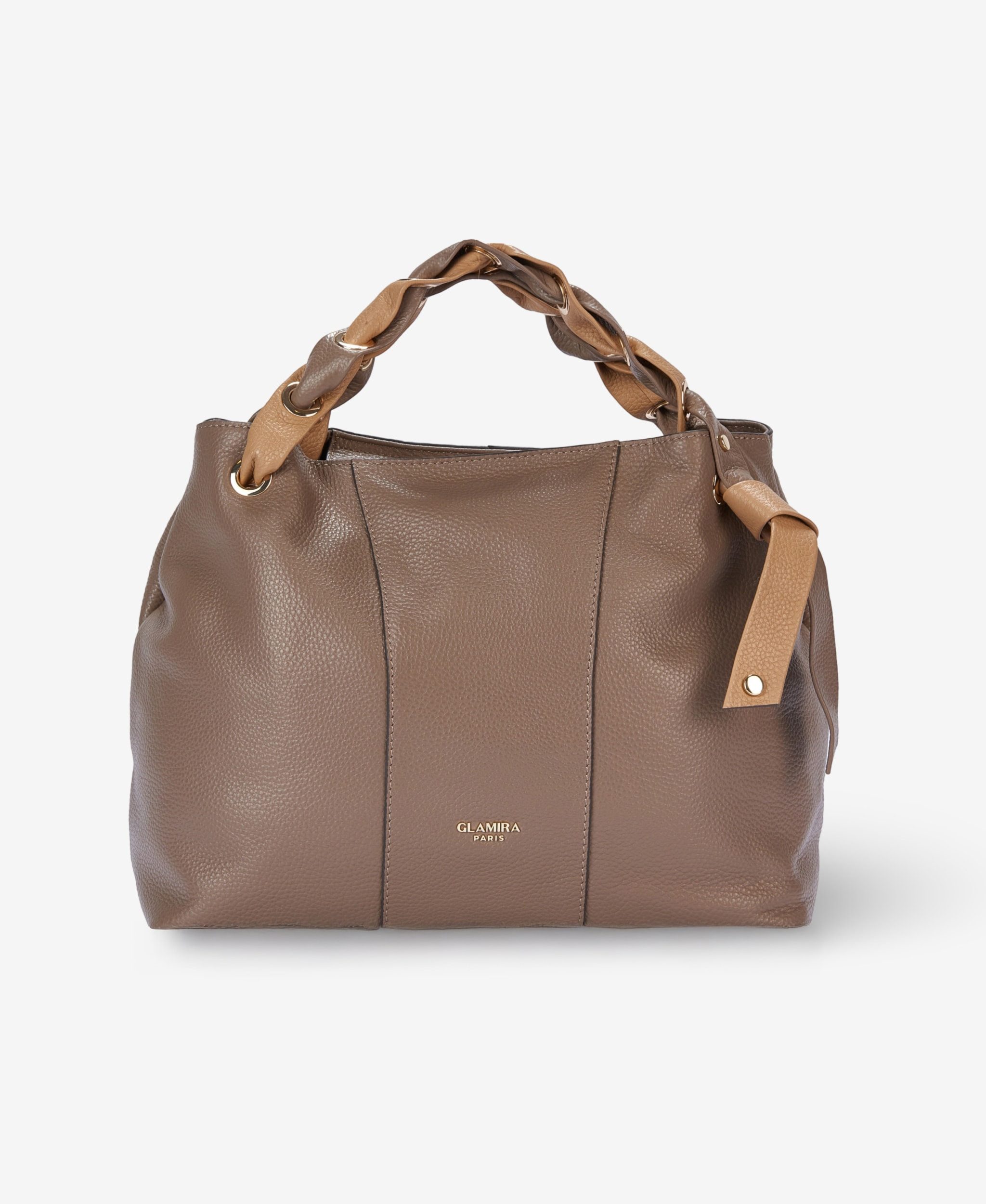 GLAMIRA Handtasche UrbanSphere Grau Handtasche mit Henkel (1-tlg), echt Leder, mit geräumigem Hauptfach