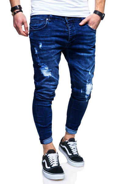 behype Slim-fit-Jeans »EIKE« mit trendigen Used-Elementen