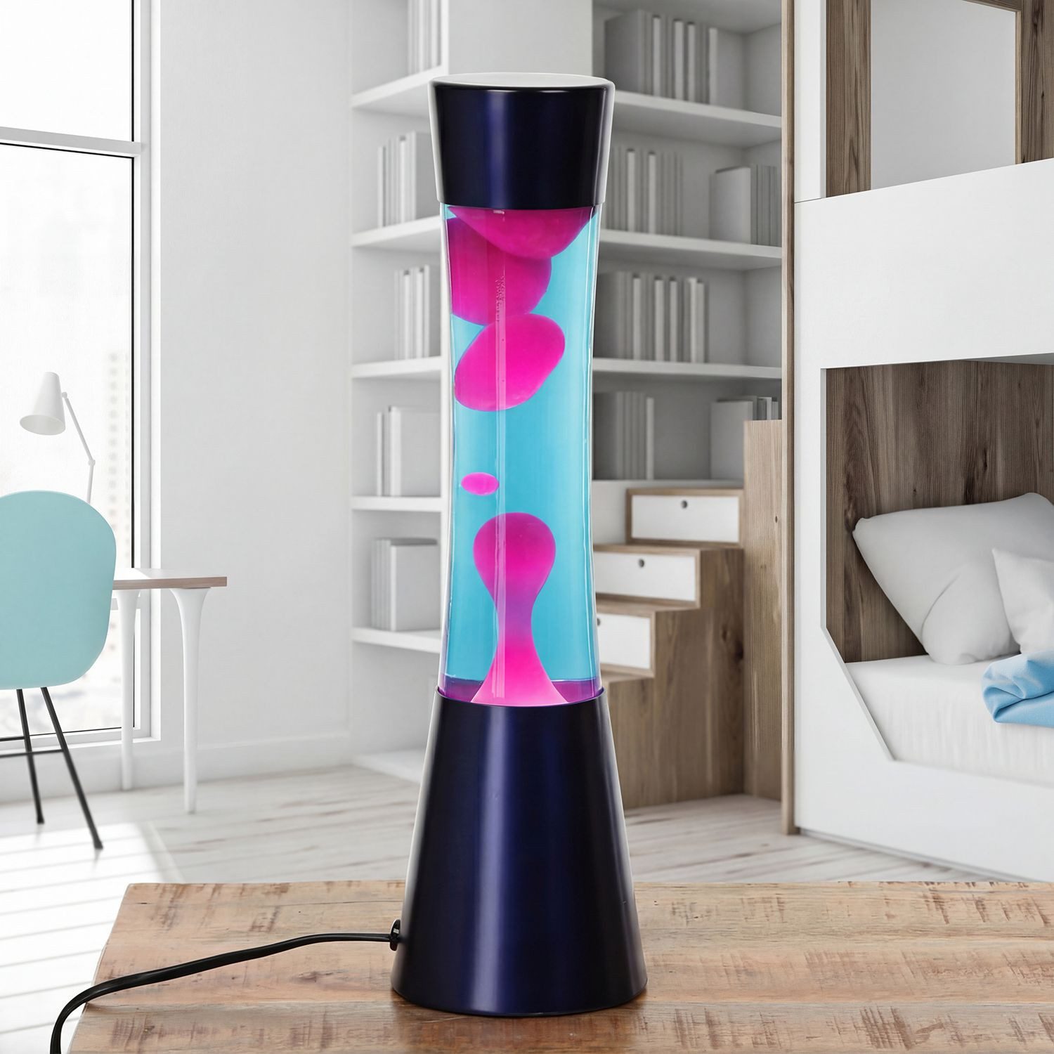 Licht-Erlebnisse Lavalampe RINGO, Warmweiß, Retro Lampe Blau Pink inkl. G9 Leuchtmittel Tischleuchte