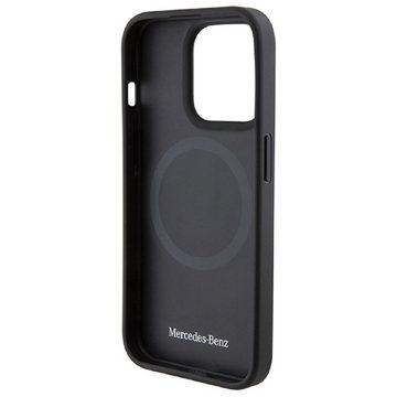 Mercedes Benz Handyhülle Case iPhone 15 Pro Max Echtleder geriffelt MagSafe schwarz, Kantenschutz