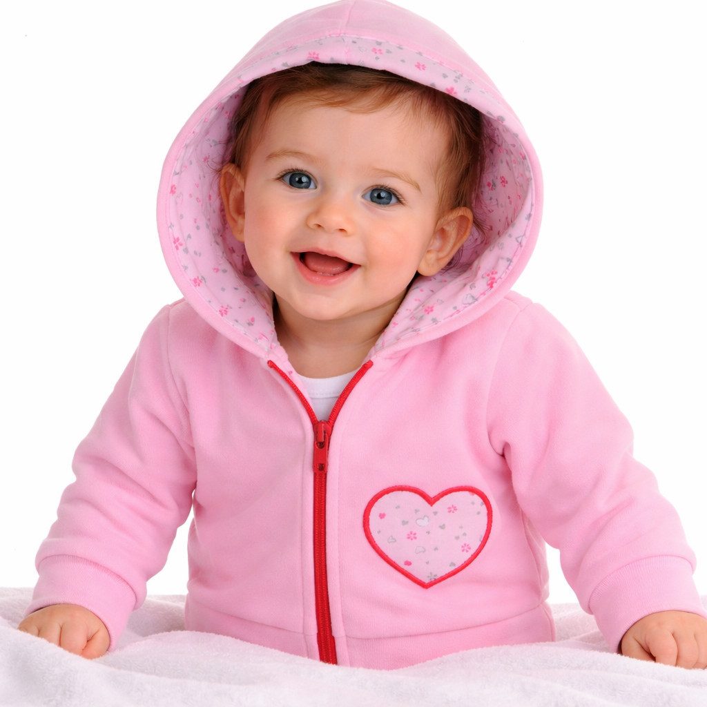 La Bortini Sweatjacke Baby Jacke in Rosa mit Kapuze doppellagig