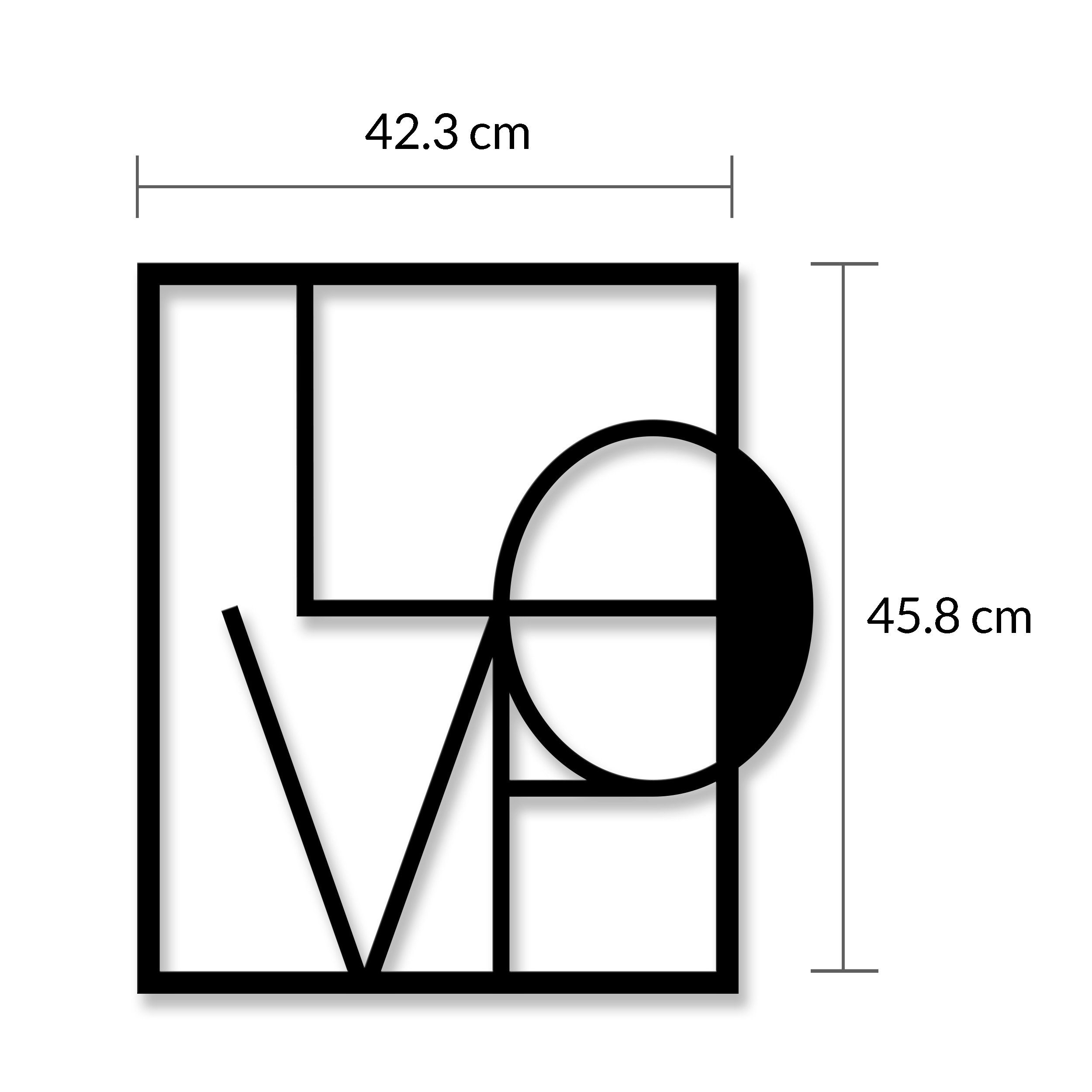 Decortie Wanddekoobjekt Decortie Metall Wanddekoration Nr.5 Love 42.3 x 45.8 x 1.5, Wanddekoration aus Metall