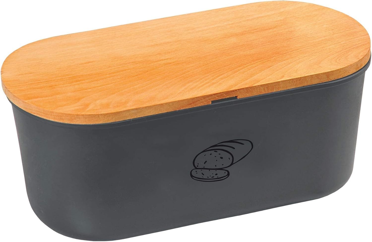 KESPER® Brotkasten Brotbox Kunststoff, Buchenholz, 33,5 x 18 x 14 cm, Grau, Braun, (1-tlg)