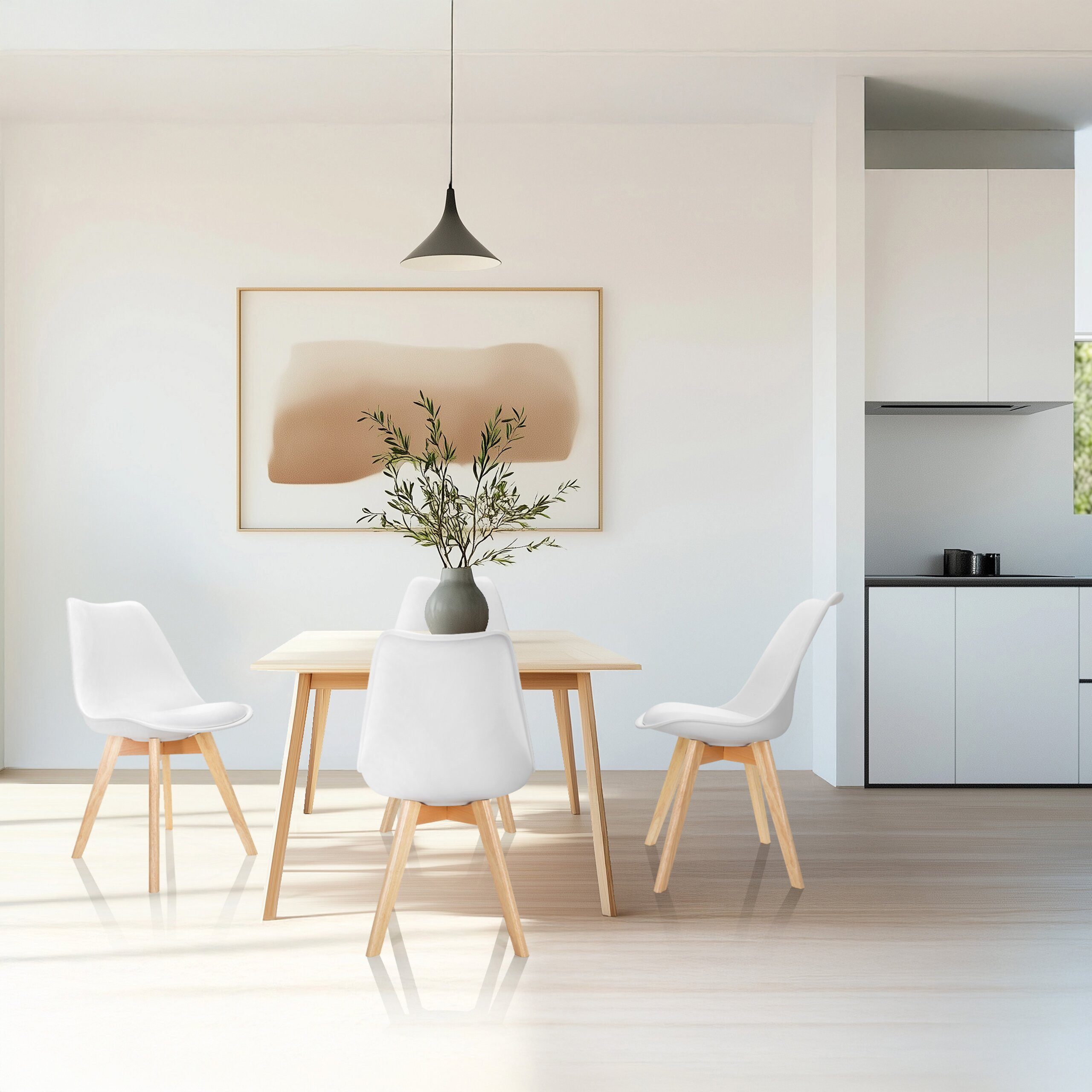 hjh OFFICE Schalenstuhl SCANDI 4 Esszimmerstuhl Kunststoff ohne Armlehnen (4er Set), SCANDI 4
