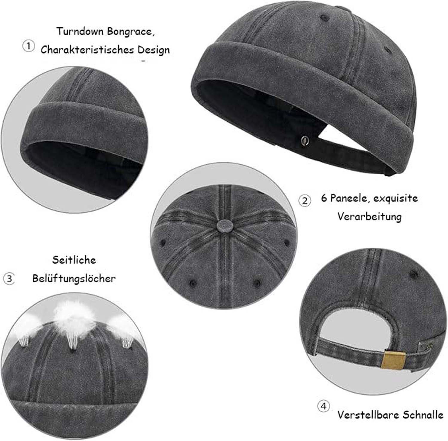 Zaewry Dockermütze Docker-Cap Herren Seemannsmütze Hafenmütze Basecap Tragbar