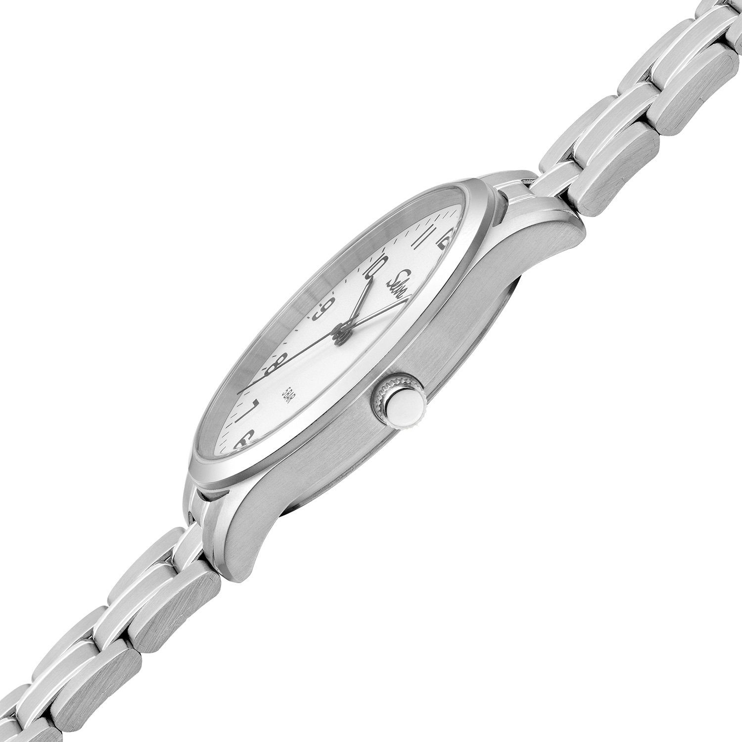 Quarz-Armbanduhr Ø schwarz Weiß Selva 39mm Zifferblatt SELVA Quarzuhr Technik mit Edelstahlband