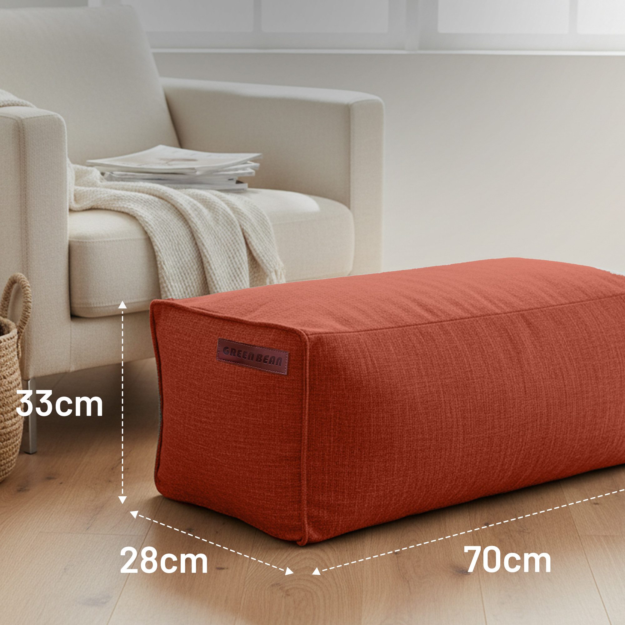 Green Bean Pouf Ottomane Linen (Indoor Sitzhocker Sitzkissen Fußhocker Relax-Sessel, Made in Germany), die ideale Ergänzung zum Sitzsack