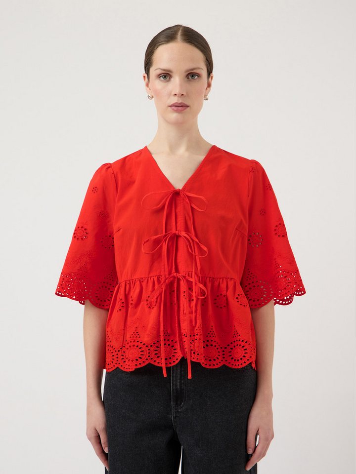 Y.A.S Spitzenbluse YASCORNELIA 2/4 TIE TOP S. NOOS Baumwolle, regular fit