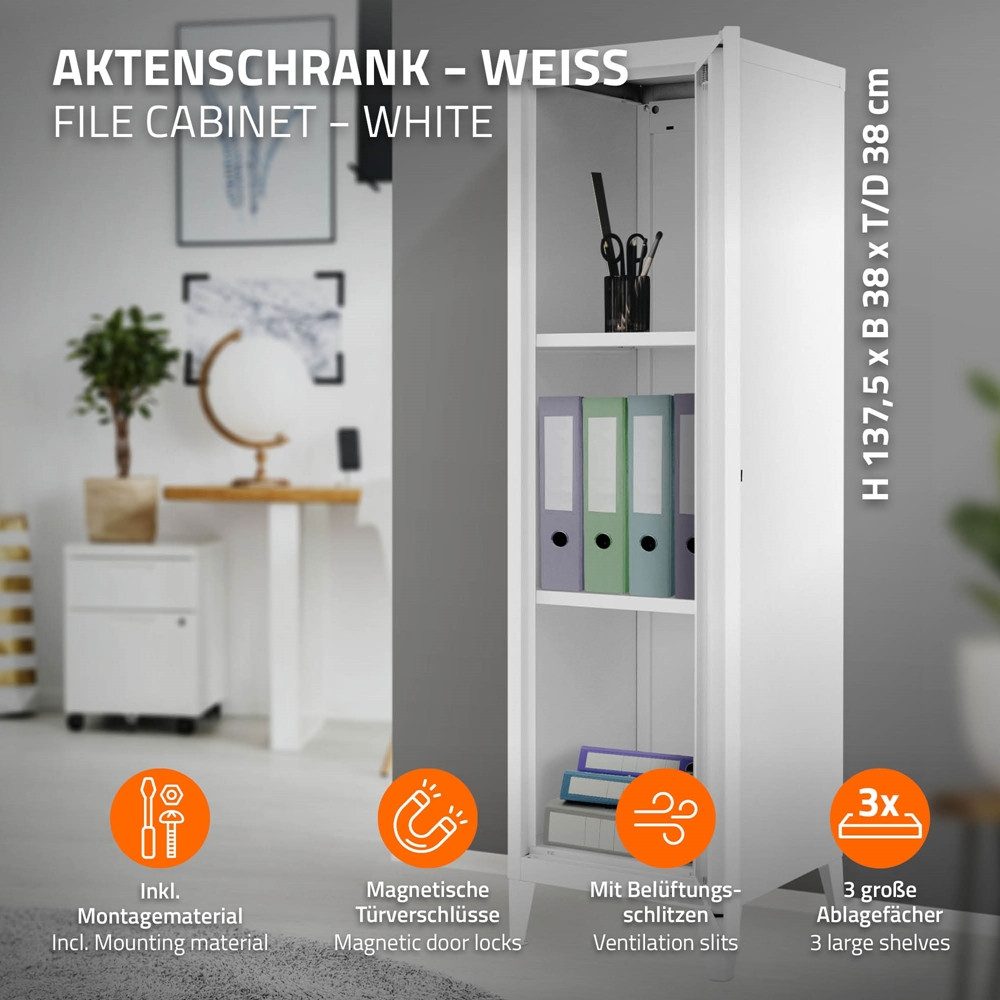 ML-DESIGN Aktenschrank Metallschrank mit Schubladen Aufbewahrungsschrank Mehrzweckschrank (1-St) Lagerschrank Büroschrank Werkzeugschrank Stahlschrank 38x38x137 – Bild 2 von 5