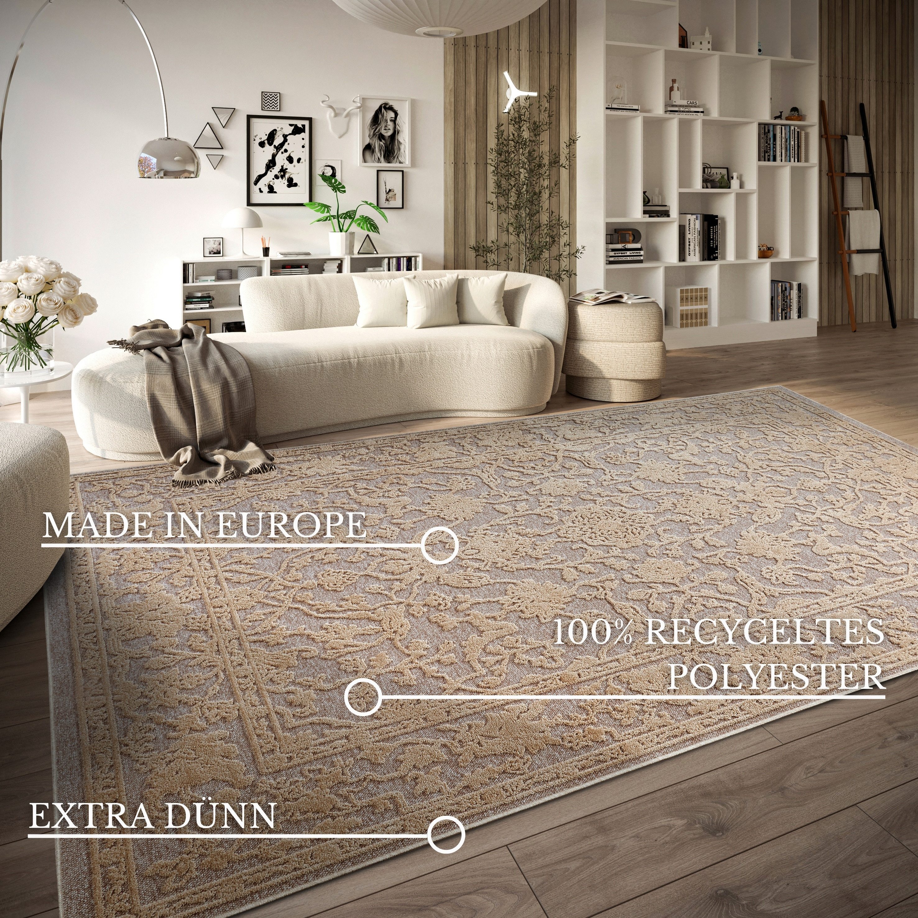 Villeroy & Boch Teppich Ambroise, rechteckig, Höhe: 5,5 mm, Wohnzimmer, Schlafzimmer, Modern, Hoch-Tief Effekt, Flur