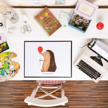 Mr. & Mrs. Panda Schreibtischunterlage Igel Luftballon - Weiß - Geschenk, Schreibtisch Unterlagen, Schreibun, (1 tlg)