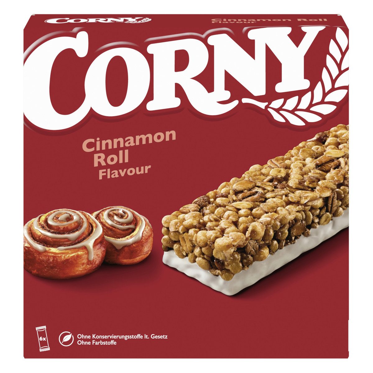 CORNY Cerealien, Corny Cinnamon Roll Flavour 6x23g Müsliriegel Packung 138g