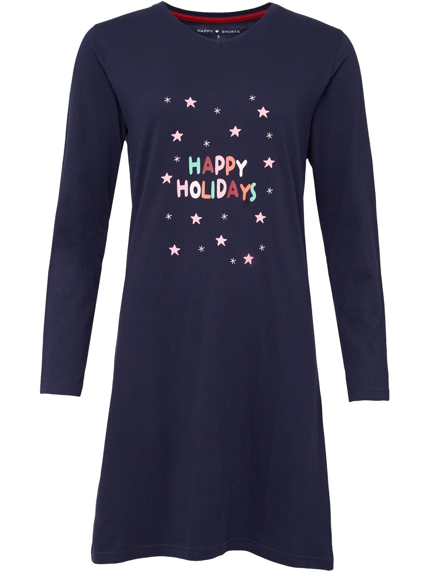 HAPPY SHORTS Nachthemd Xmas Nacht-hemd schlafmode sleepwear navy