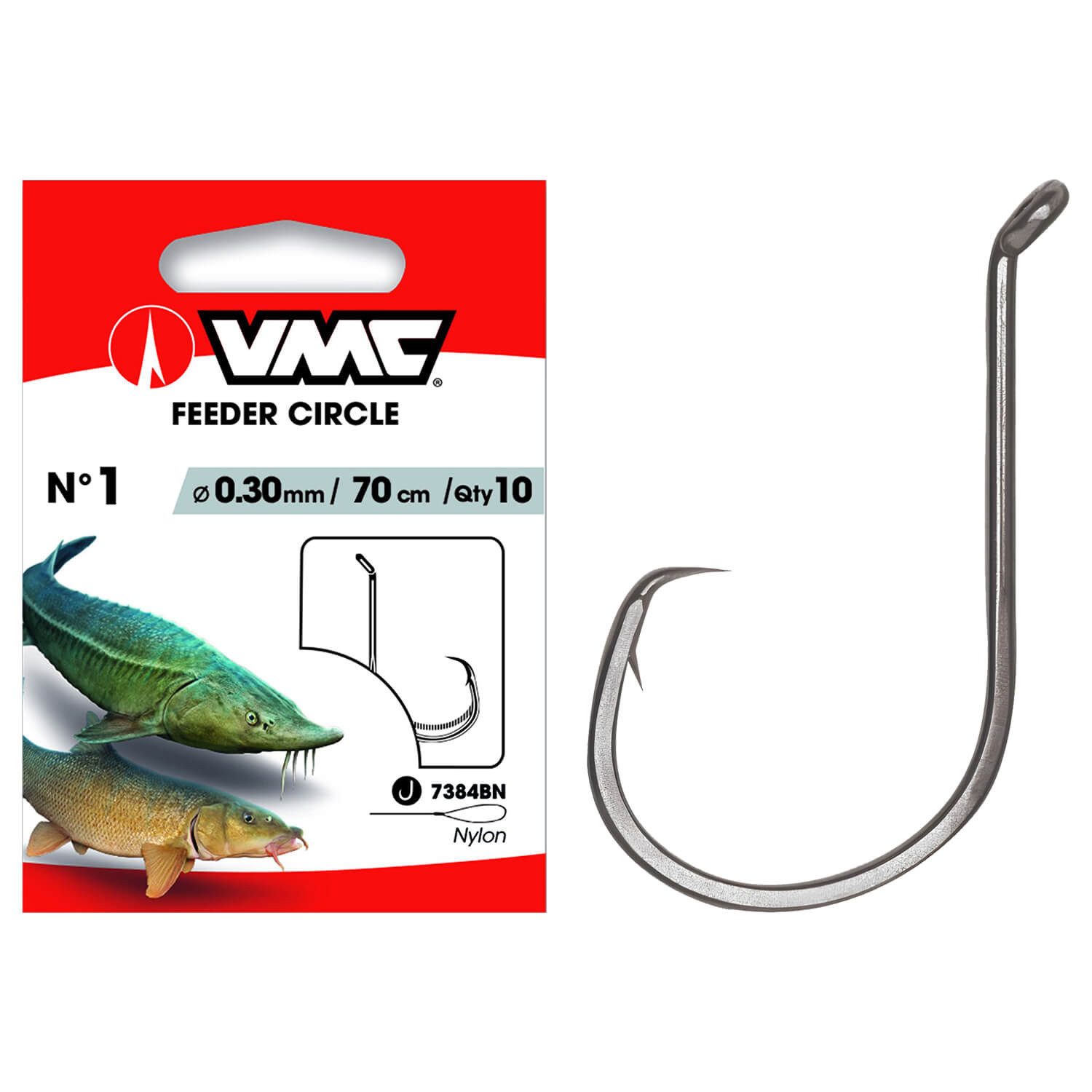 Karpfenhaken VMC Feeder Circle 7384 Störhaken Vorfachhaken Schwarz 70cm