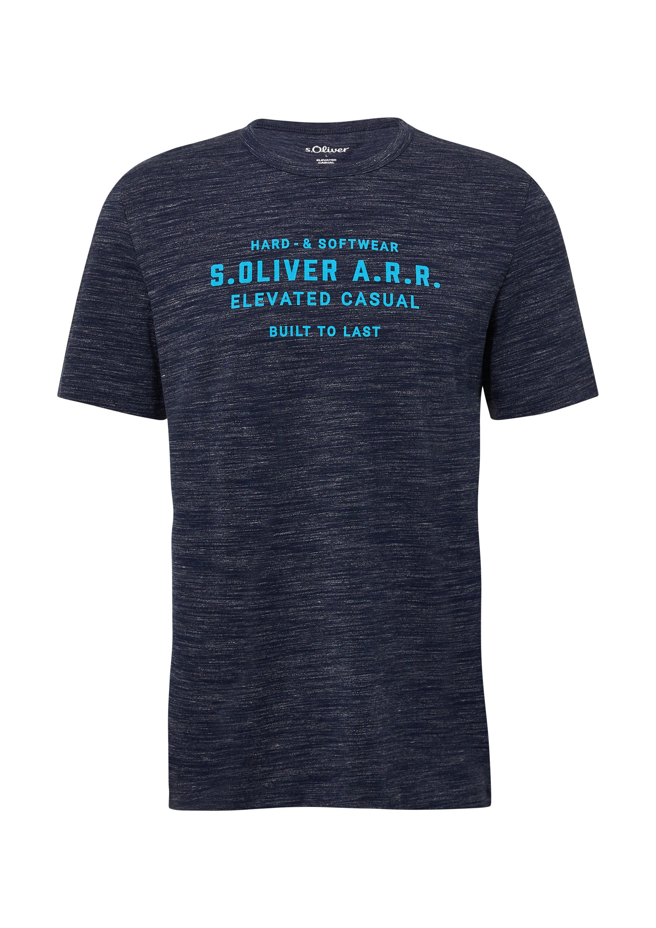s.Oliver Kurzarmshirt T-Shirt Meliertes T-Shirt mit Logo-Schriftzug