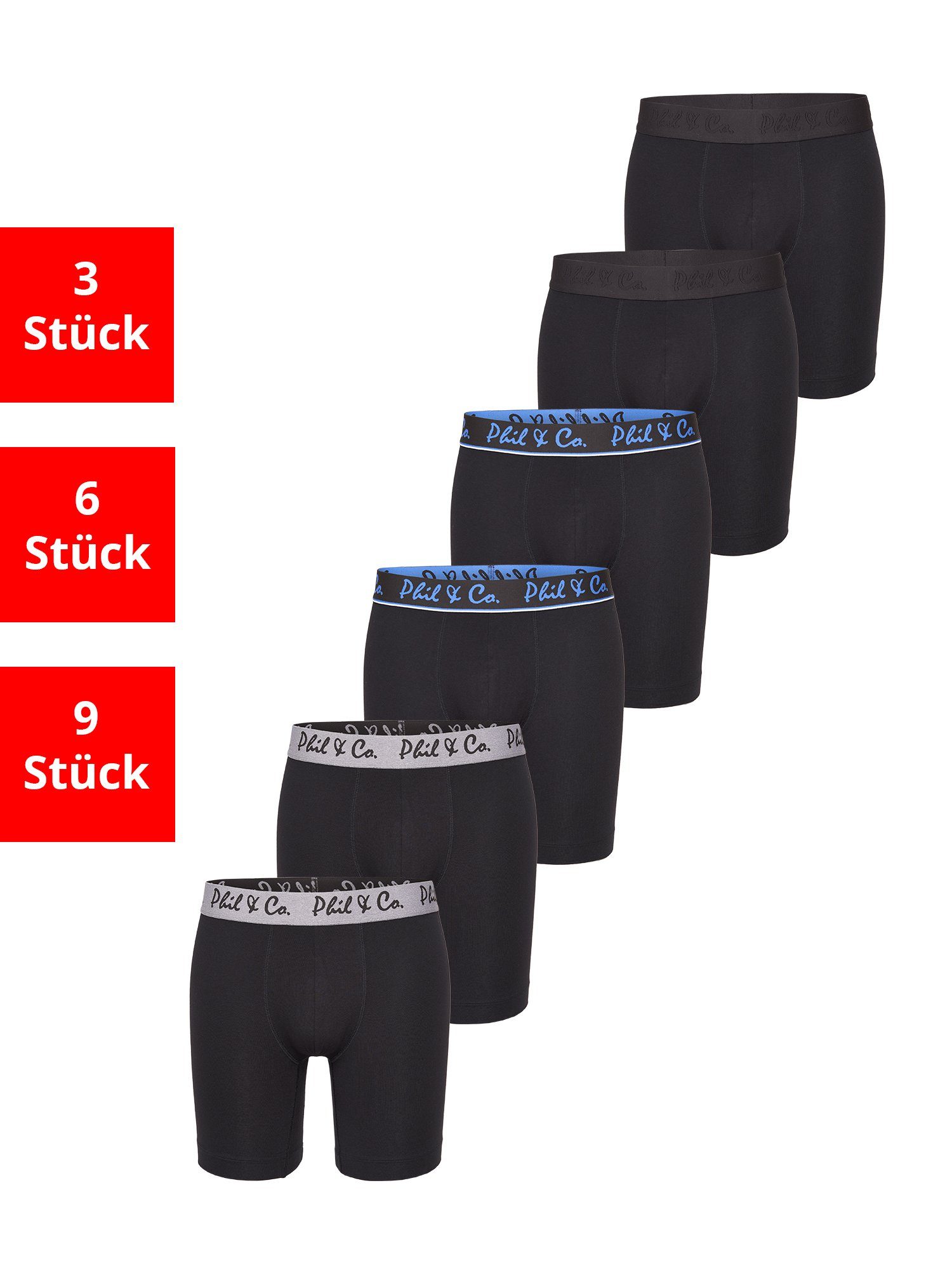 Phil & Co. Langer Boxer Long Boxer Briefs (6-St) Retroshorts - langes Bein günstig online kaufen
