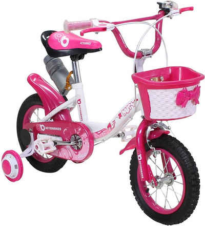 Actionbikes Motors Kinderfahrrad »Daisy«, 1 Gang, ohne Schaltung, Kinderfahrrad 12 Zoll - Mädchen Fahrrad - ab 2 - 5 Jahre - V-Brakes vorne und hinten - Wave-Rahmen - Rutschfeste Handgriffe - Lenkerschutz - Fahrradständer - Korb - Trinkflasche - Mädchenfahrrad Traum in Pink weiß - Kinder Fahrrad - Laufrad - BMX - Kinderrad