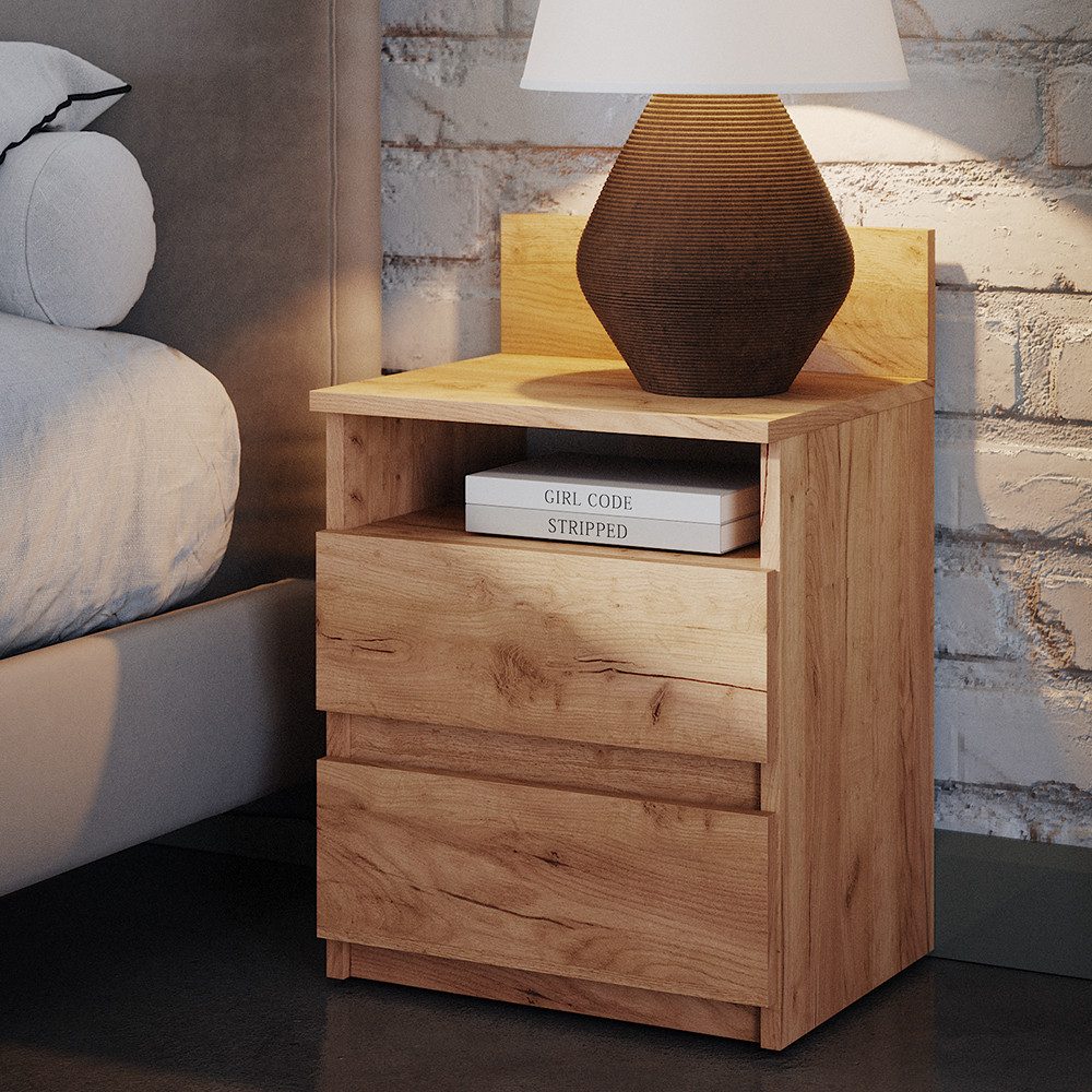 Vicco Nachtschrank Monty, Goldkraft Eiche, 39.6 x 59.1 cm