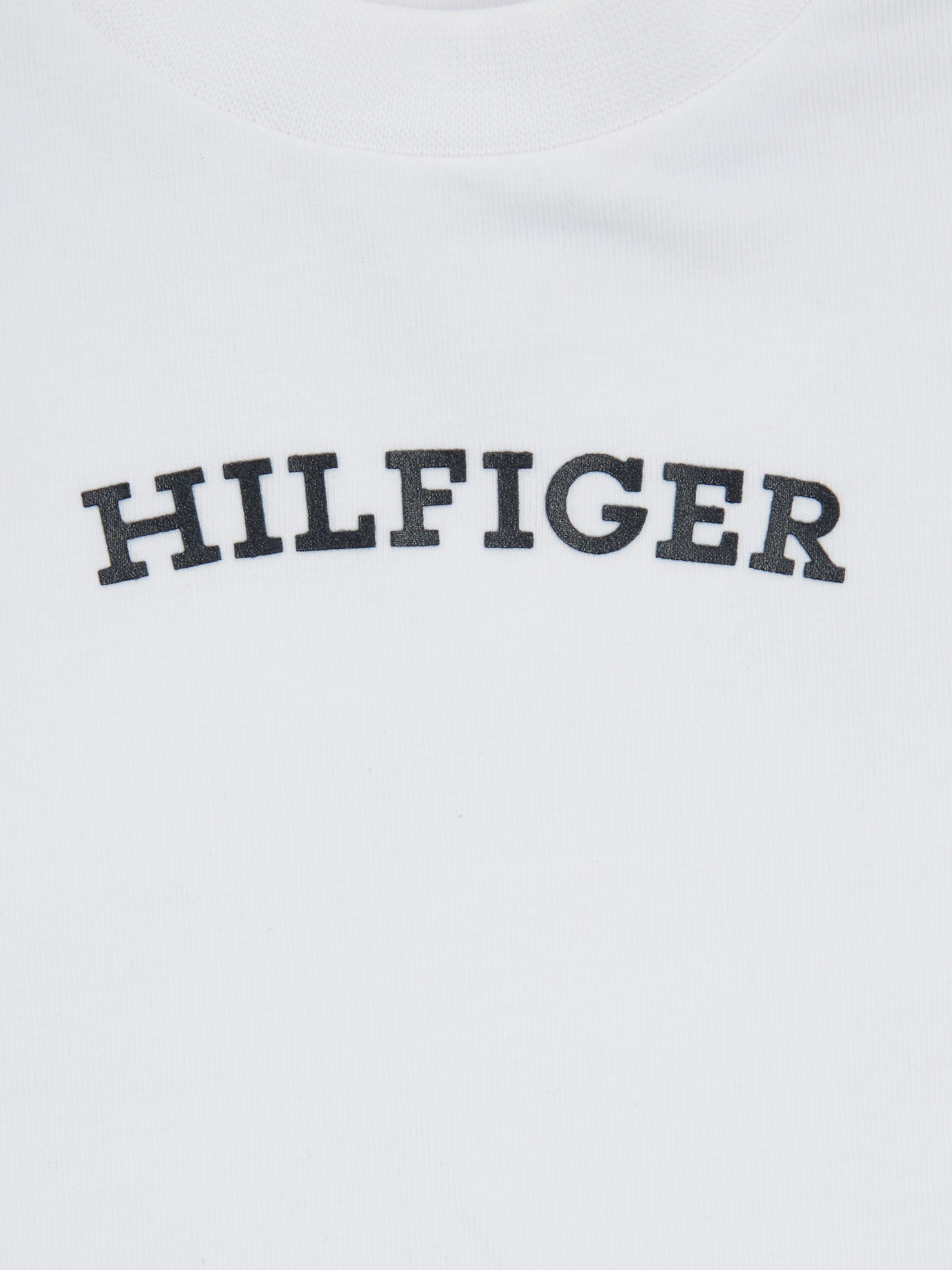 TEE & großem Print Hilfiger mit S/S BABY MONOTYPE White T-Shirt Hilfiger CURVED Front Logo-Flag Tommy