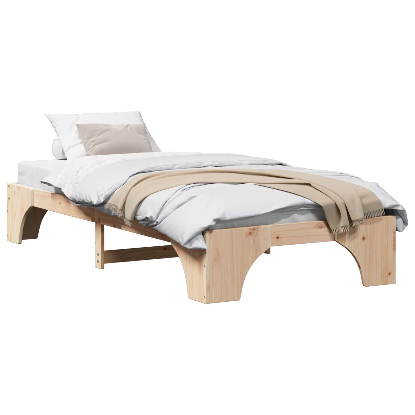 vidaXL Bett Bettrahmen Natur 75 x 190 cm Massives Kiefernholz (1-tlg)