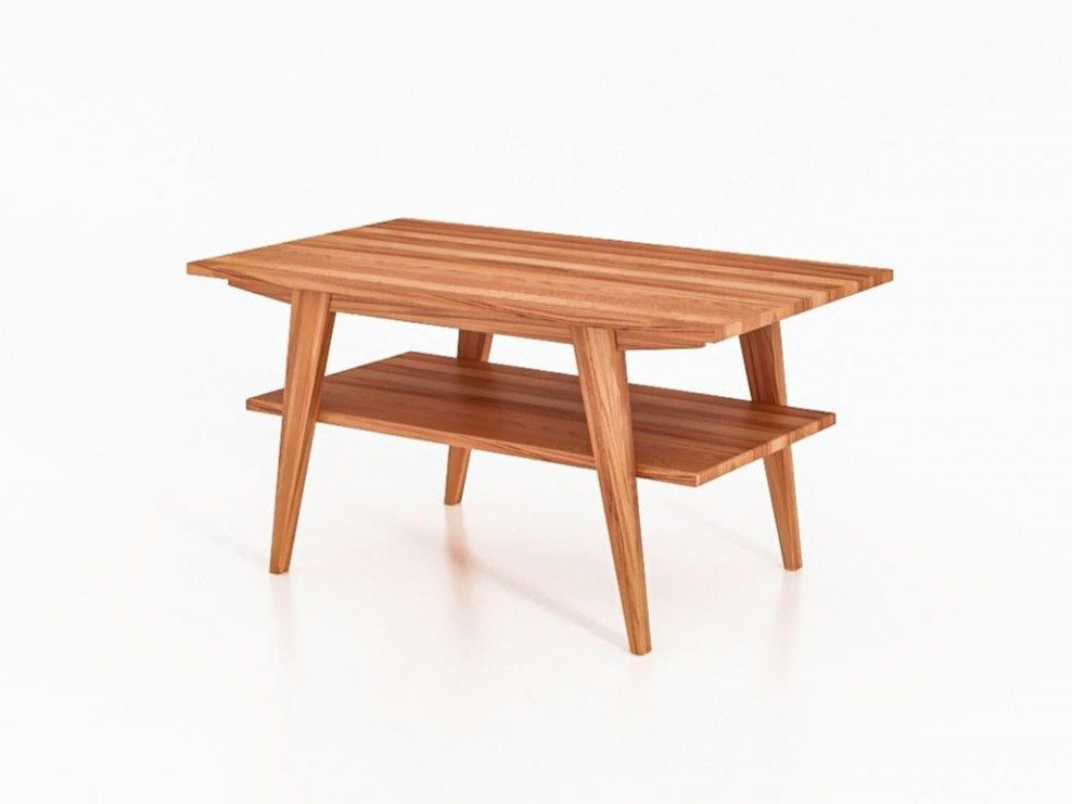 Natur24 Couchtisch Couchtisch Jetro Kernbuche massiv 60x80x50cm mit schrägen Holzbeinen