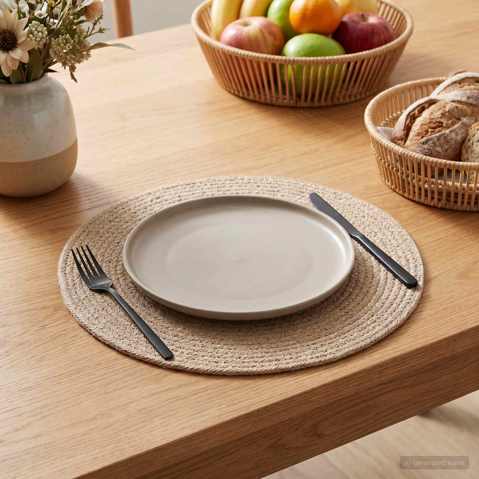 vidaXL Platzset Jute-Untersetzer 50 Stk. Natur 100% Tossa-Jute, (50-St)