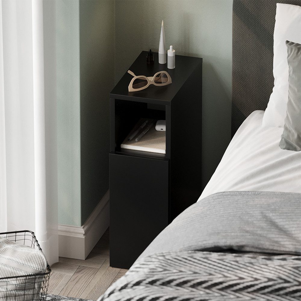 Nachtschrank Enton, Schwarz, 2er set