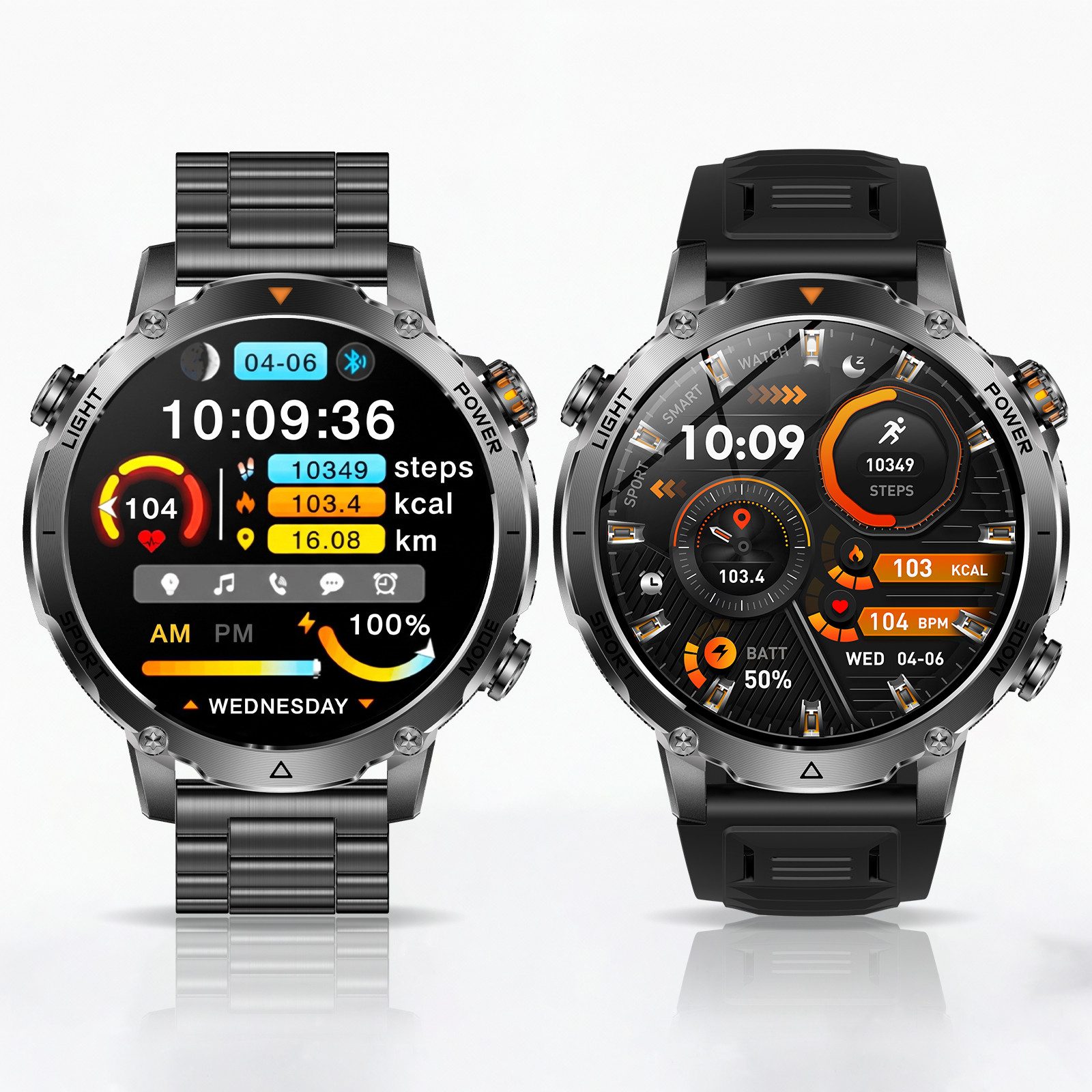 SWGOTA 2026 Smartwatch Herren 1800mAh Akku 1,85" AMOLED Militärstil Smartwatch (1,85 Zoll), IP68 & 5ATM, Fitnessuhr für Herren mit Edelstahl- und Silikonarmband, SpO2-, Herzfrequenz- und Schlafüberwachung Bluetooth 5.4 Android & iOS