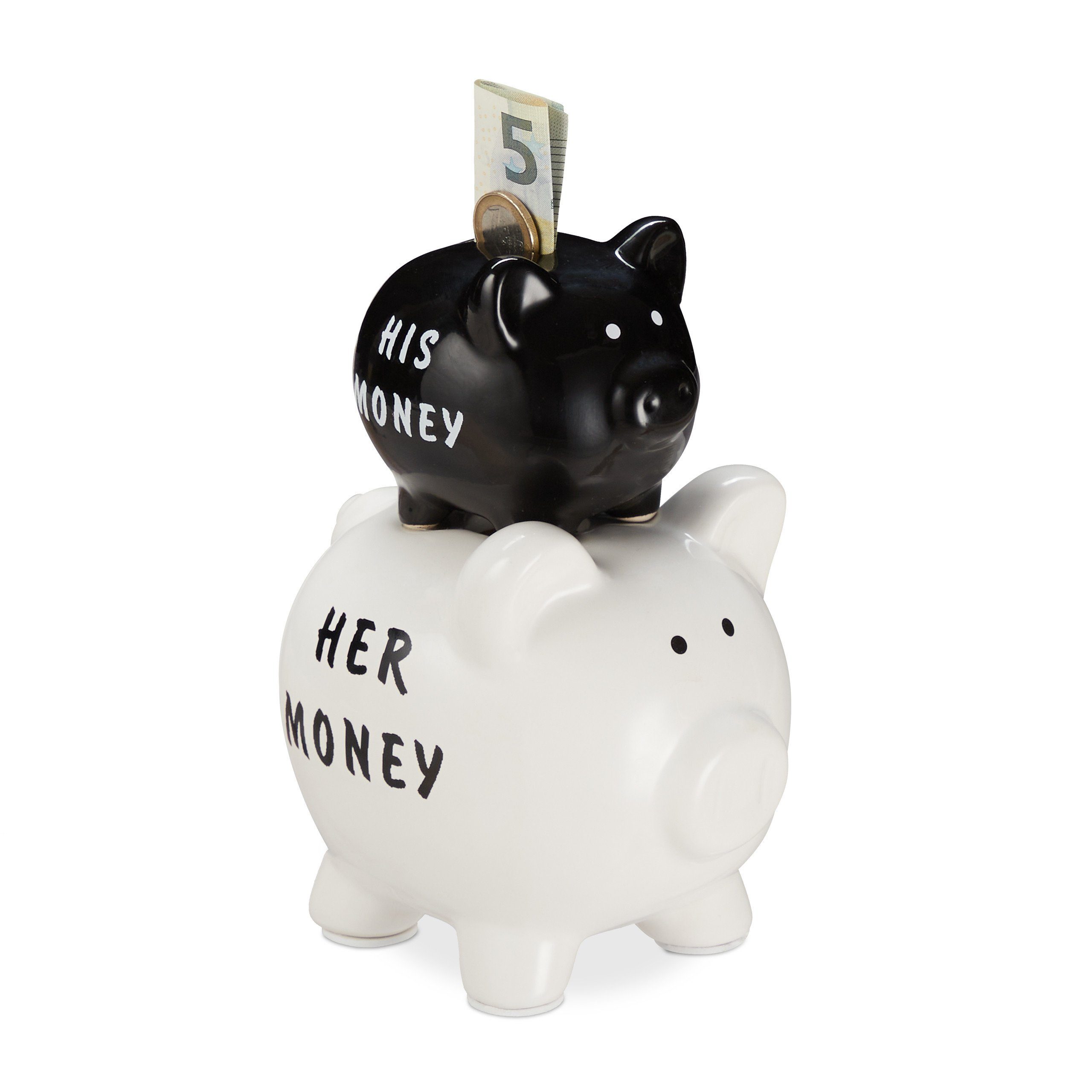 relaxdays Spardose Sparschwein His Money & Her Money günstig online kaufen