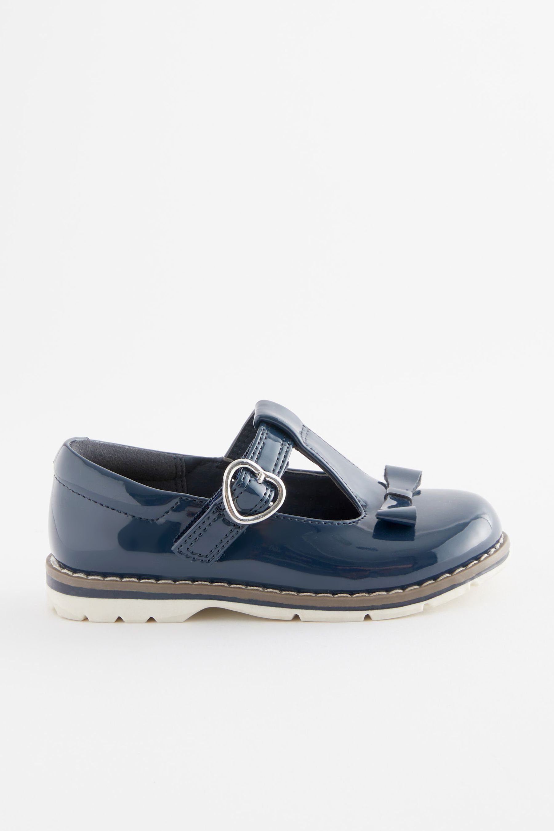 Next Schuhe mit T-Steg und Schleife, weite Passform T-Strap-Sandale (1-tlg) Navy Blue