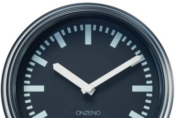 ONZENO Wanduhr THE PIONEERING. 24x24x4.5 cm (handgefertigte Design-Uhr)