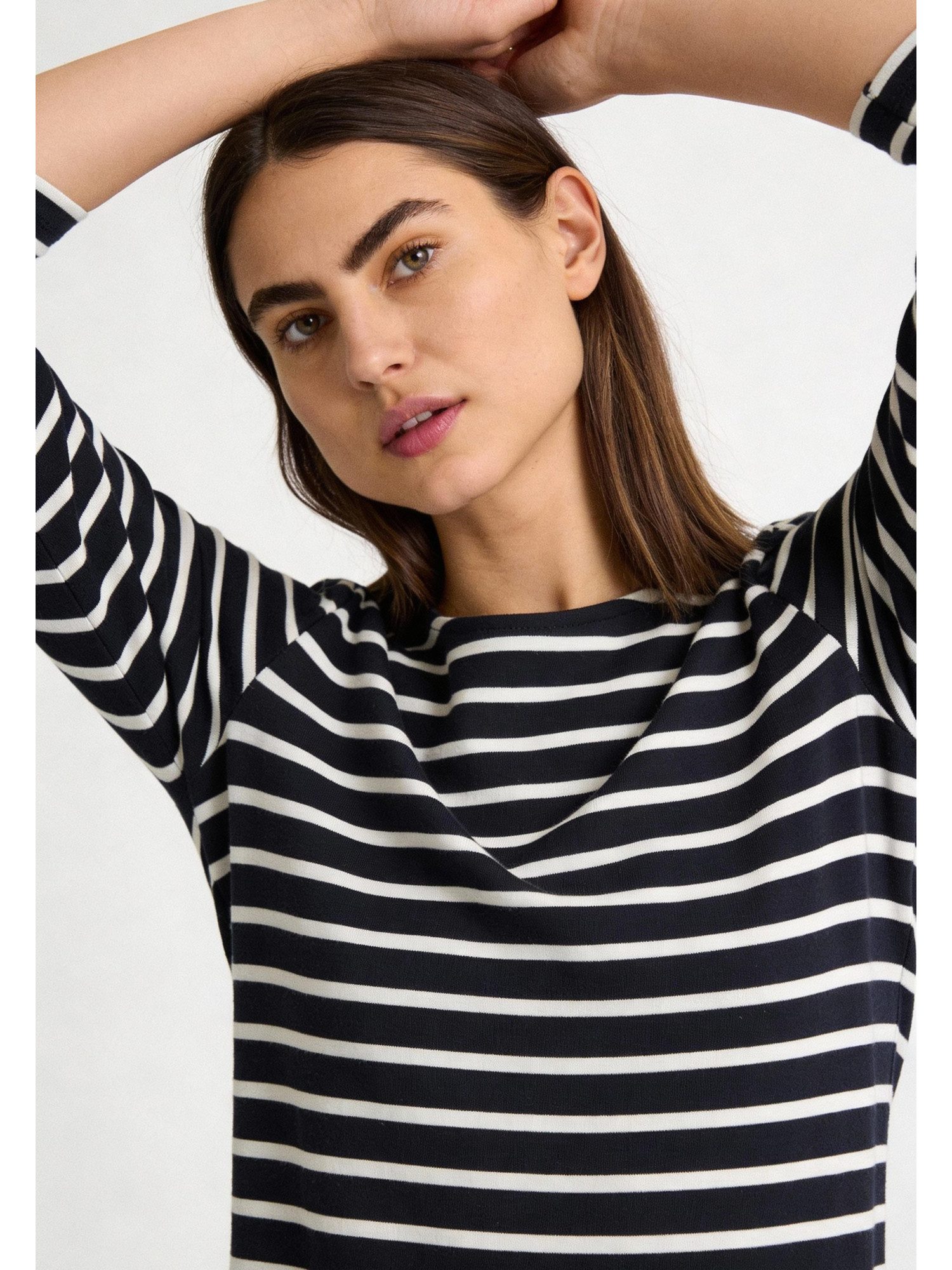 MORE&MORE 3/4-Arm-Shirt stretchiges 3/4 Arm, Streifenshirt günstig online kaufen