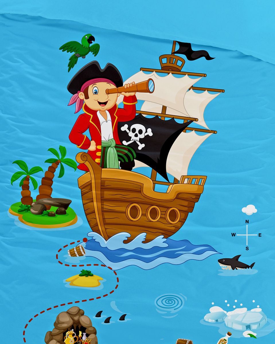JACK Babybettwäsche 100x135cm Piratenschiff Pirat Schatz, Renforcé, 2 teili günstig online kaufen
