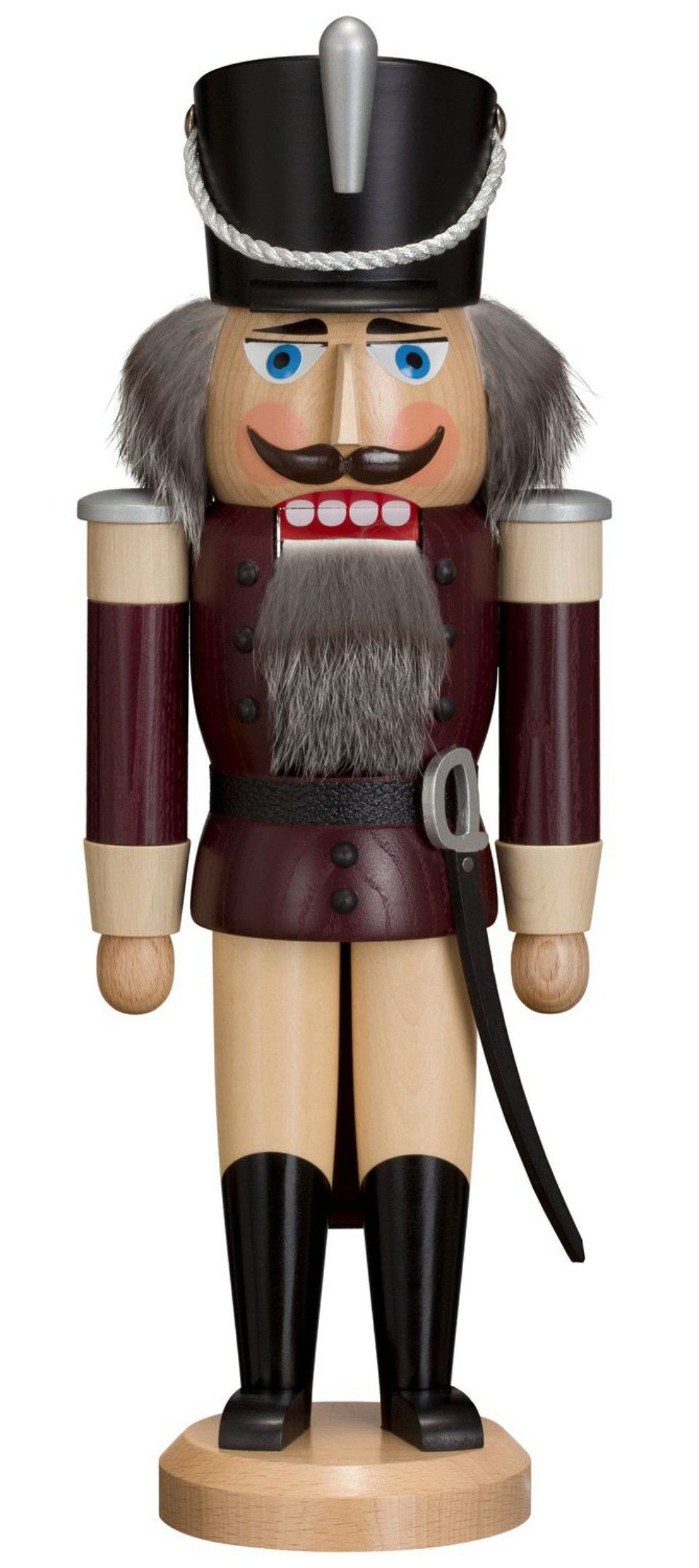 Seiffener Volkskunst Щипці для горіхів Щипці для горіхів Husar aubergine lasiert, Handarbeit aus dem Erzgebirge