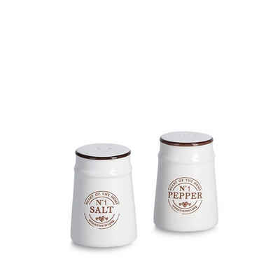 Zeller Present Salz- / Pfefferstreuer Salz- und Pfefferstreuer 2-teilig Keramik Weiß, (Set, 2-tlg), Zeller Present Salz- und Pfefferstreuer 2-teilig Keramik Weiß
