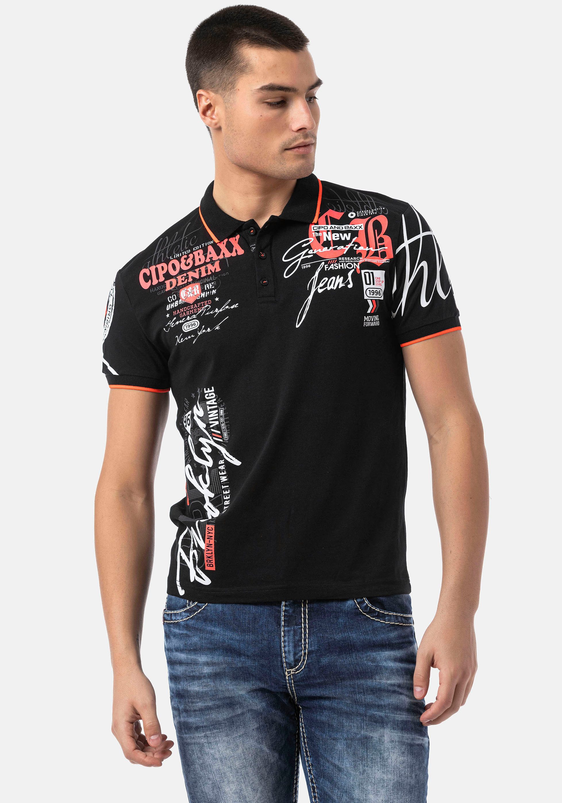 Cipo & Baxx Poloshirt mit markantem Print