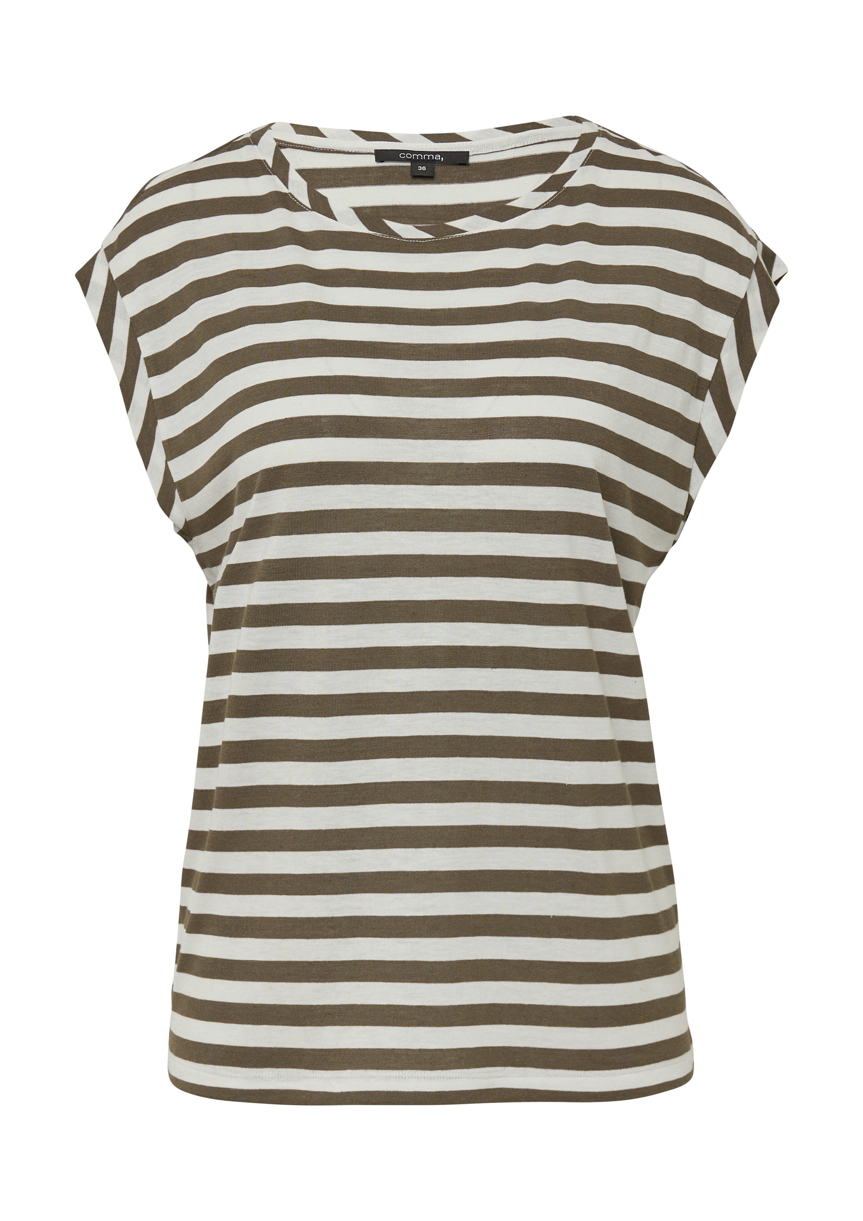 comma T-Shirt mit Streifen Muster