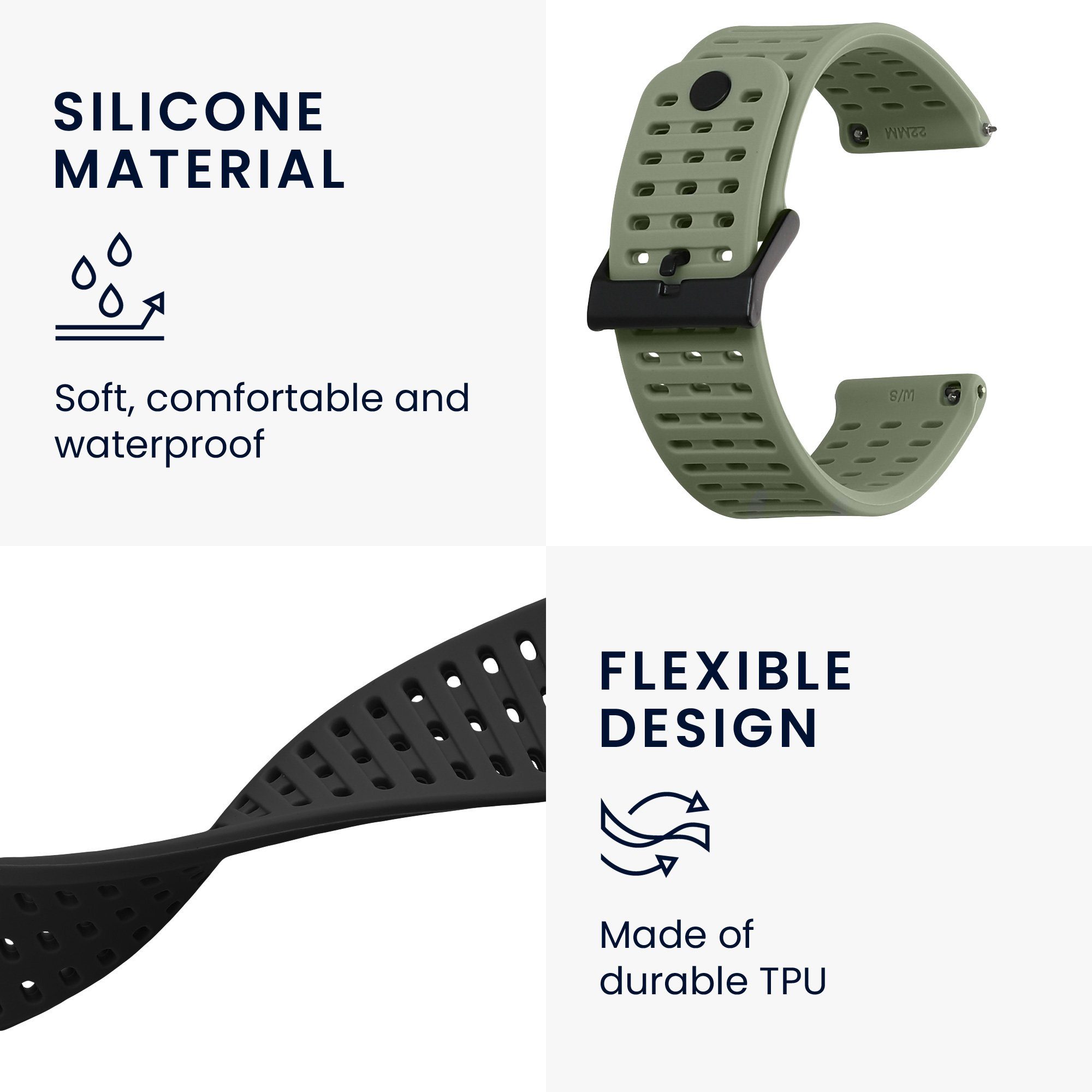 kwmobile Uhrenarmband 2x Uhrenarmband für Suunto 9 Peak Pro/ 9 peak / 5 peak / Vertical, Fitnesstracker Band Set aus TPU Silikon - Ersatzarmband Smartwatch