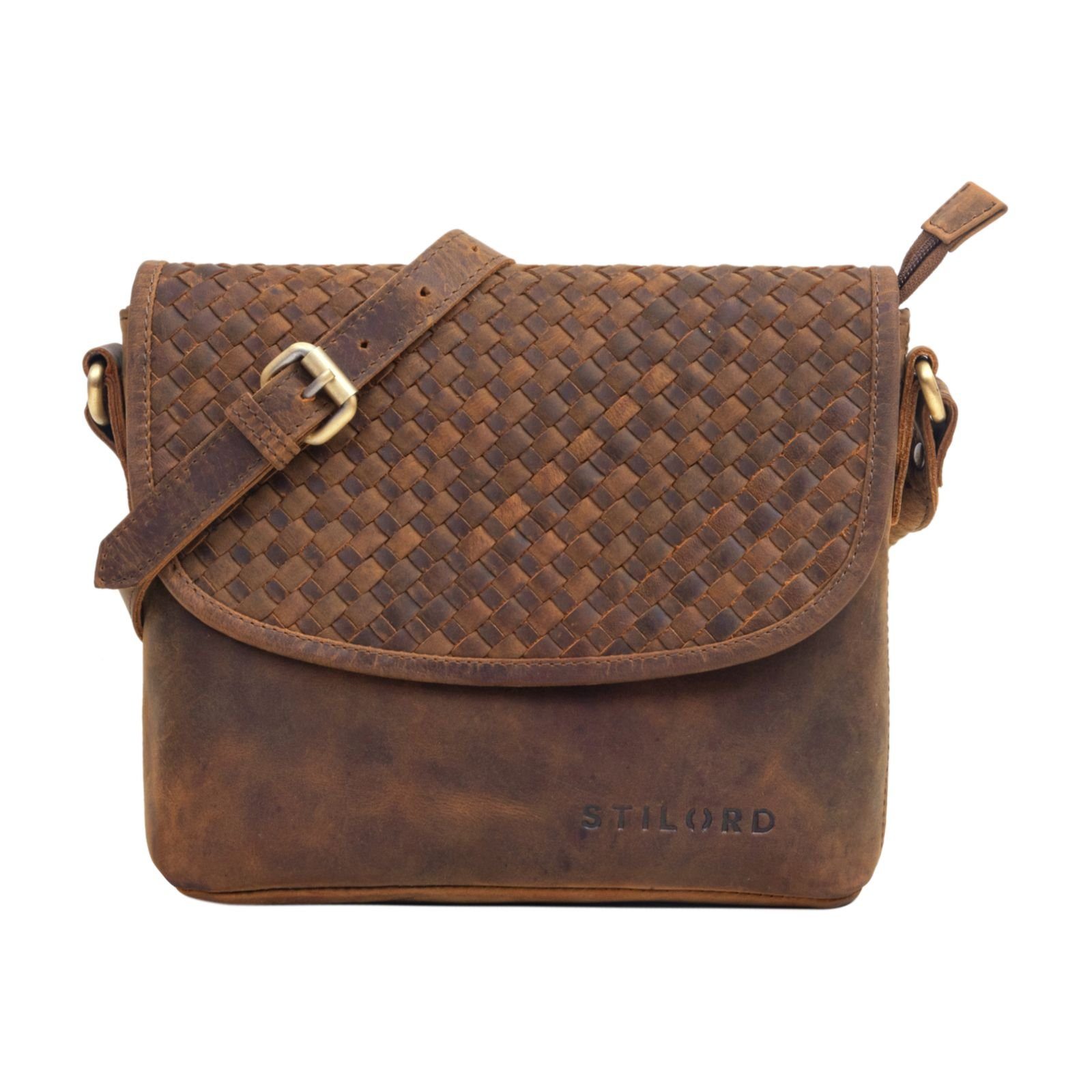STILORD Handtasche "Nika" Crossbody Bag Damen Leder geflochten